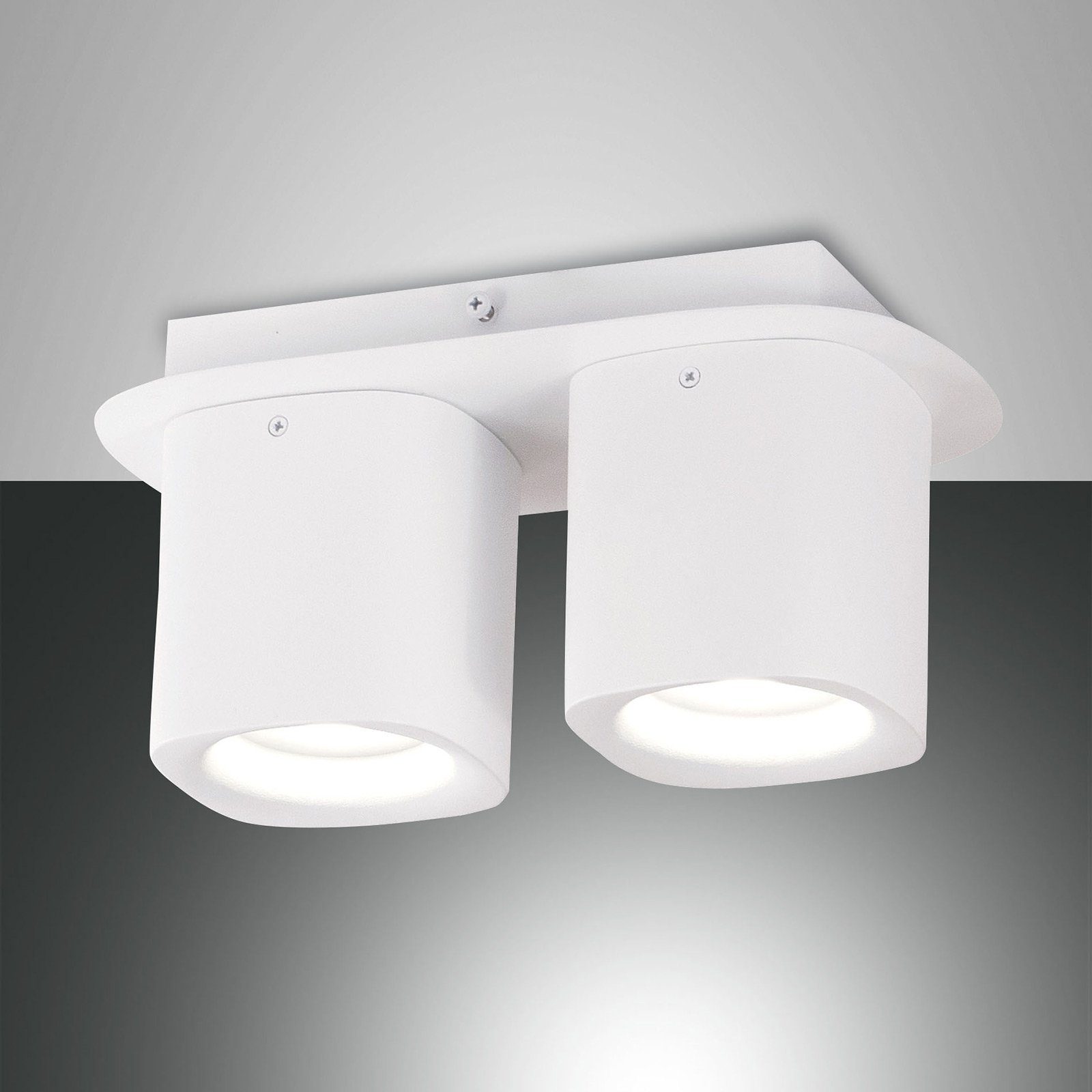 Fabas Luce Smooth ceiling light, two-bulb, white, for Living / Dining Room, aluminium, GU10, 10 W, energy efficiency: A++, L: 25.5 cm, W: 13 cm, H: 12 cm
