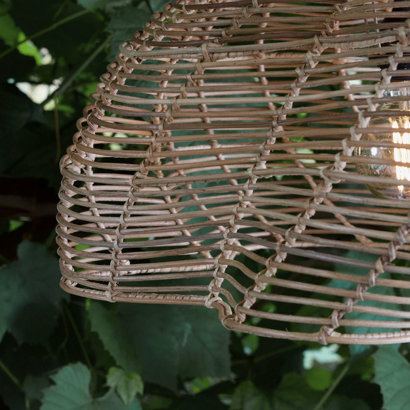 Lampa wisząca zewnętrzna Mayla, naturalny rattan, Ø 53 cm, wtyczka IP44