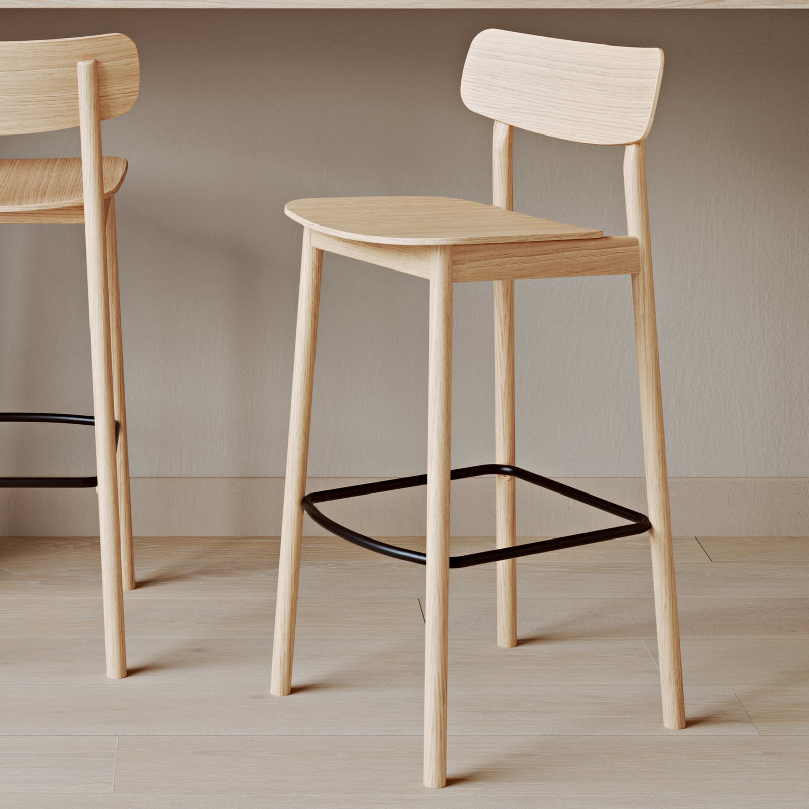 Tabouret de bar Soma, bois clair, hauteur 91 cm, chêne - Woud Tabouret de bar Soma, bois clair, hauteur 91 cm, chêne - Woud
