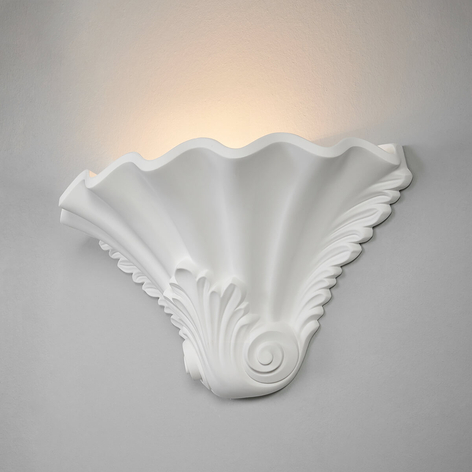 Applique en plâtre à reliefs Lennet en blanc