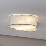 Plafondlamp Cloud, blauw, 43 cm lang, textiel, wolk, E27