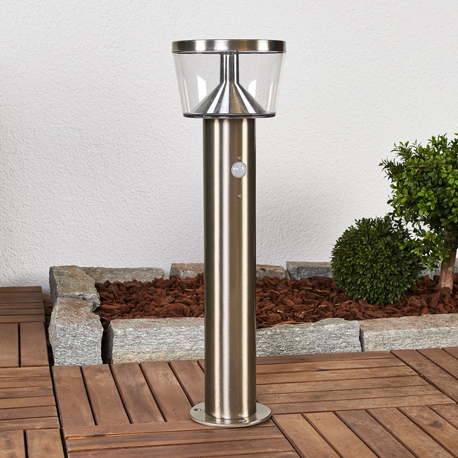 Antje LED Solarzelle Gartenleuchte w/Sensor Stainless Steel - Lindby