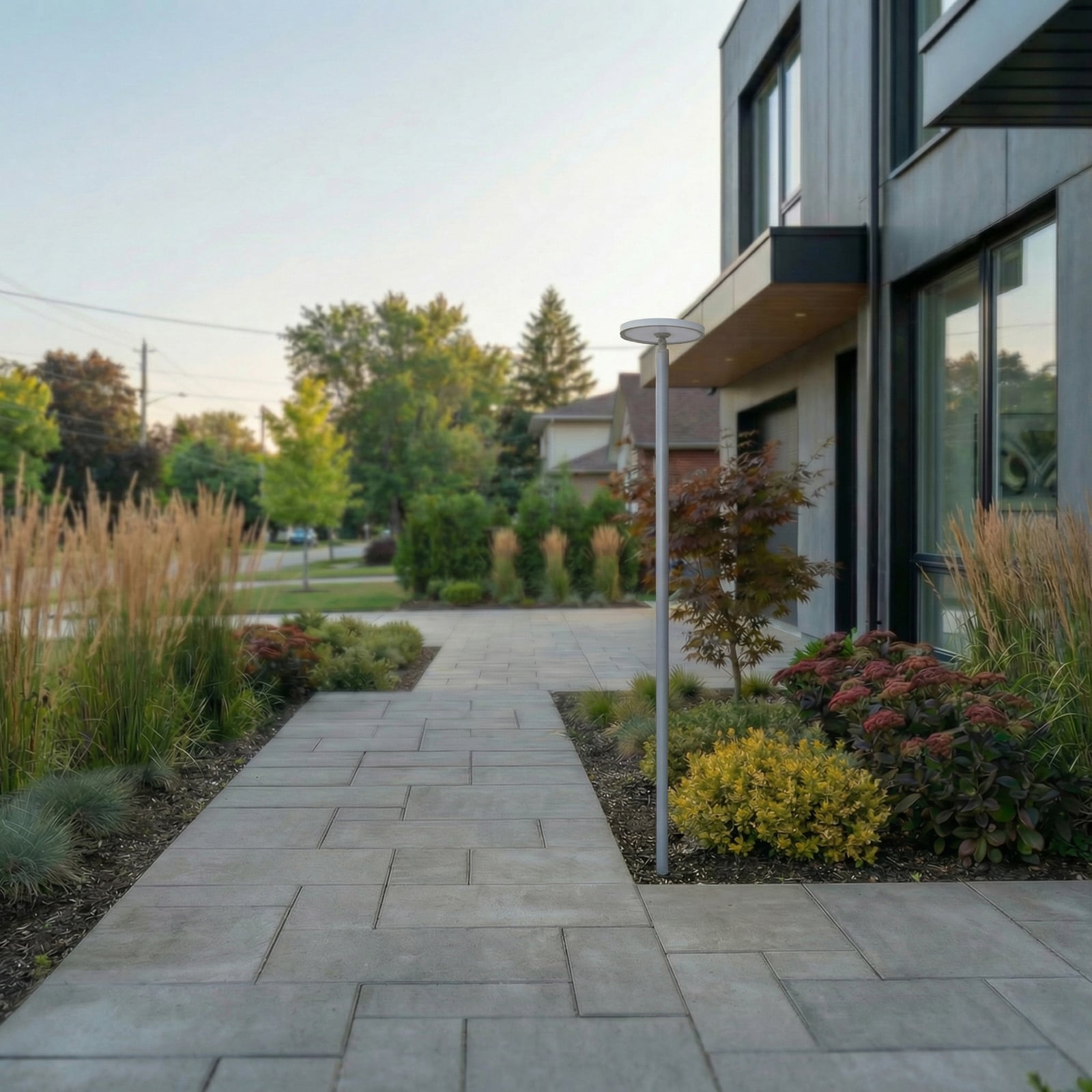 Lampa zewnętrzna LED Lucande Akito, szara, wysokość 260 cm, IP54