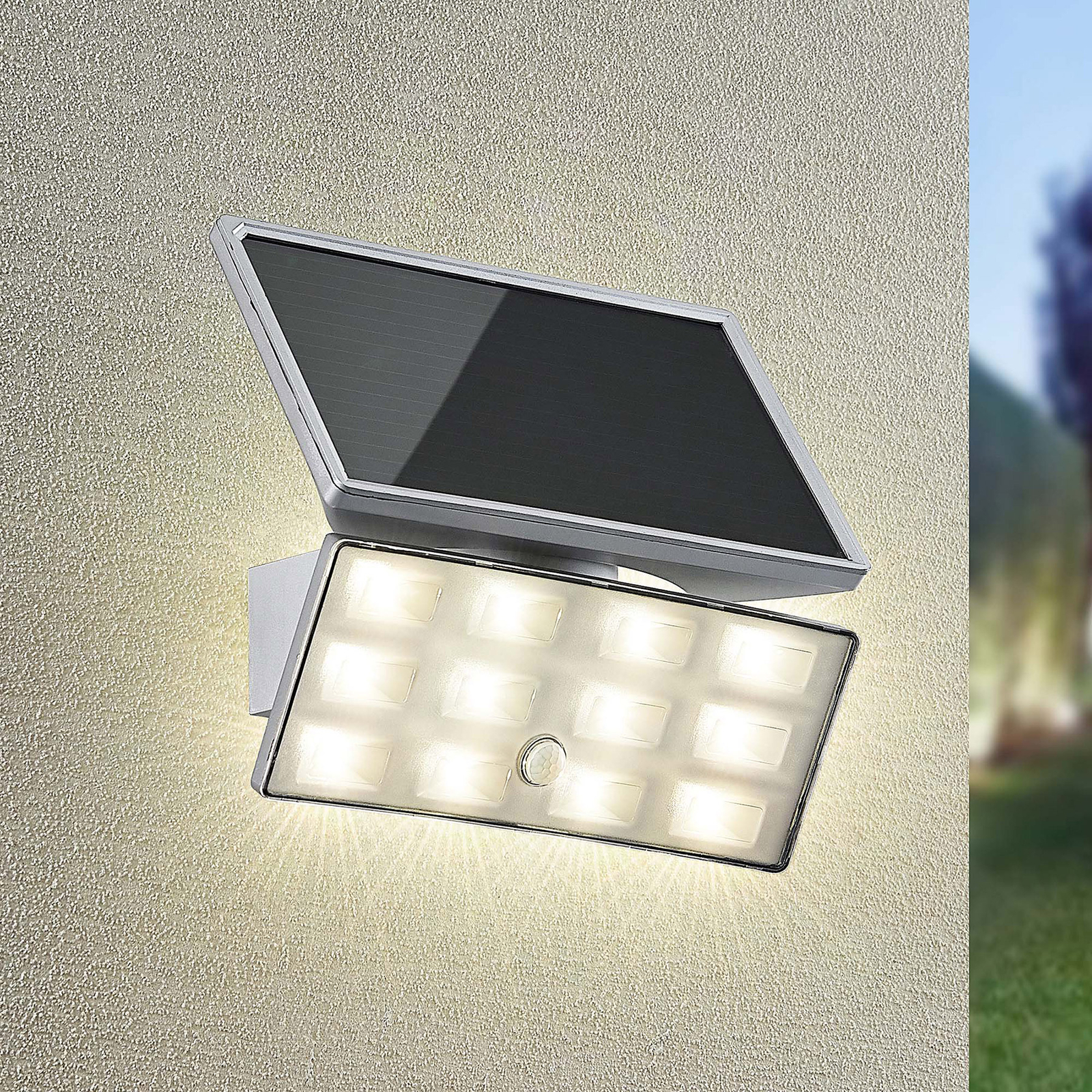 Prios Imsa LED outdoor wall spotlight sensor solar