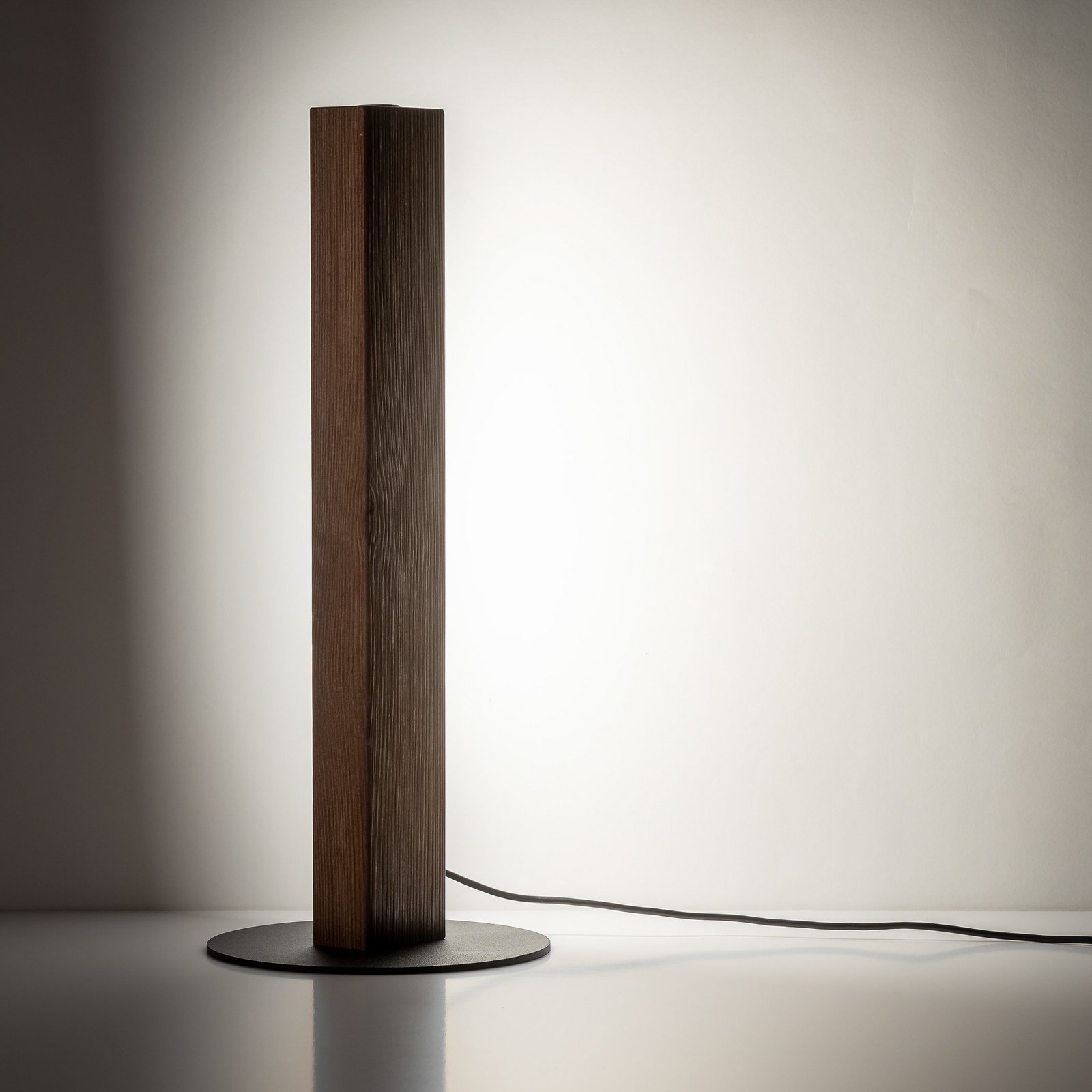 LED wooden table lamp Teo, pine, 42 cm, touch dimmer