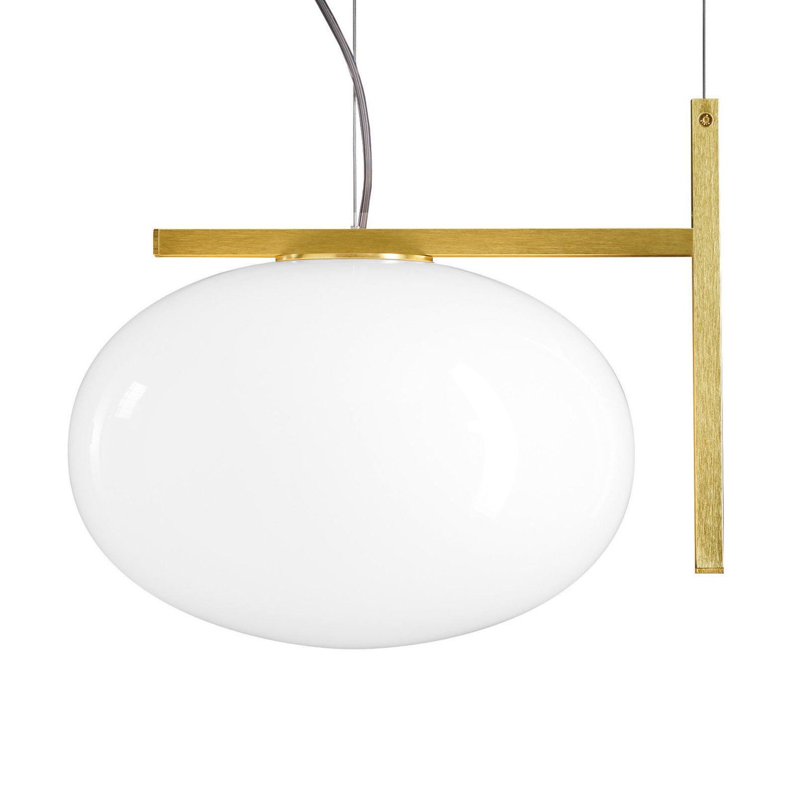 Oluce Alba 466 hanging light with metal decor, brass
