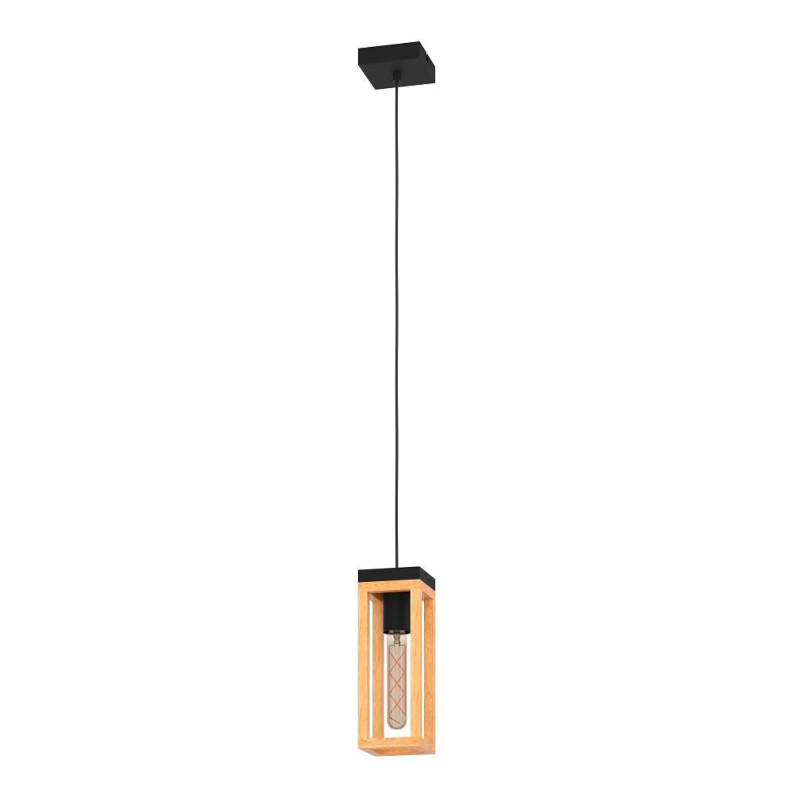 EGLO Nafferton pendant light, wood, one-bulb