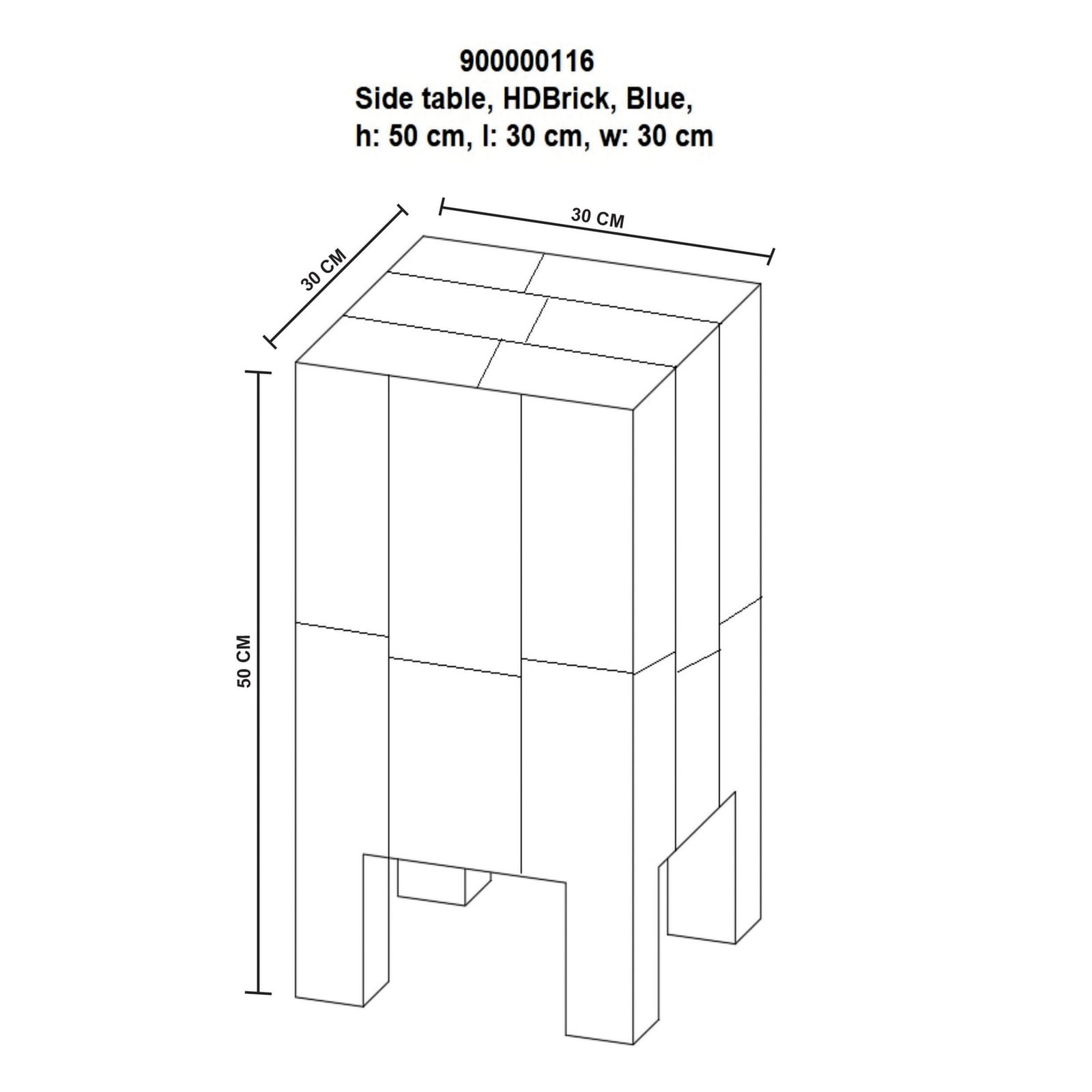 Tavolino HDBrick, blu, altezza 51 cm, legno - House Doctor