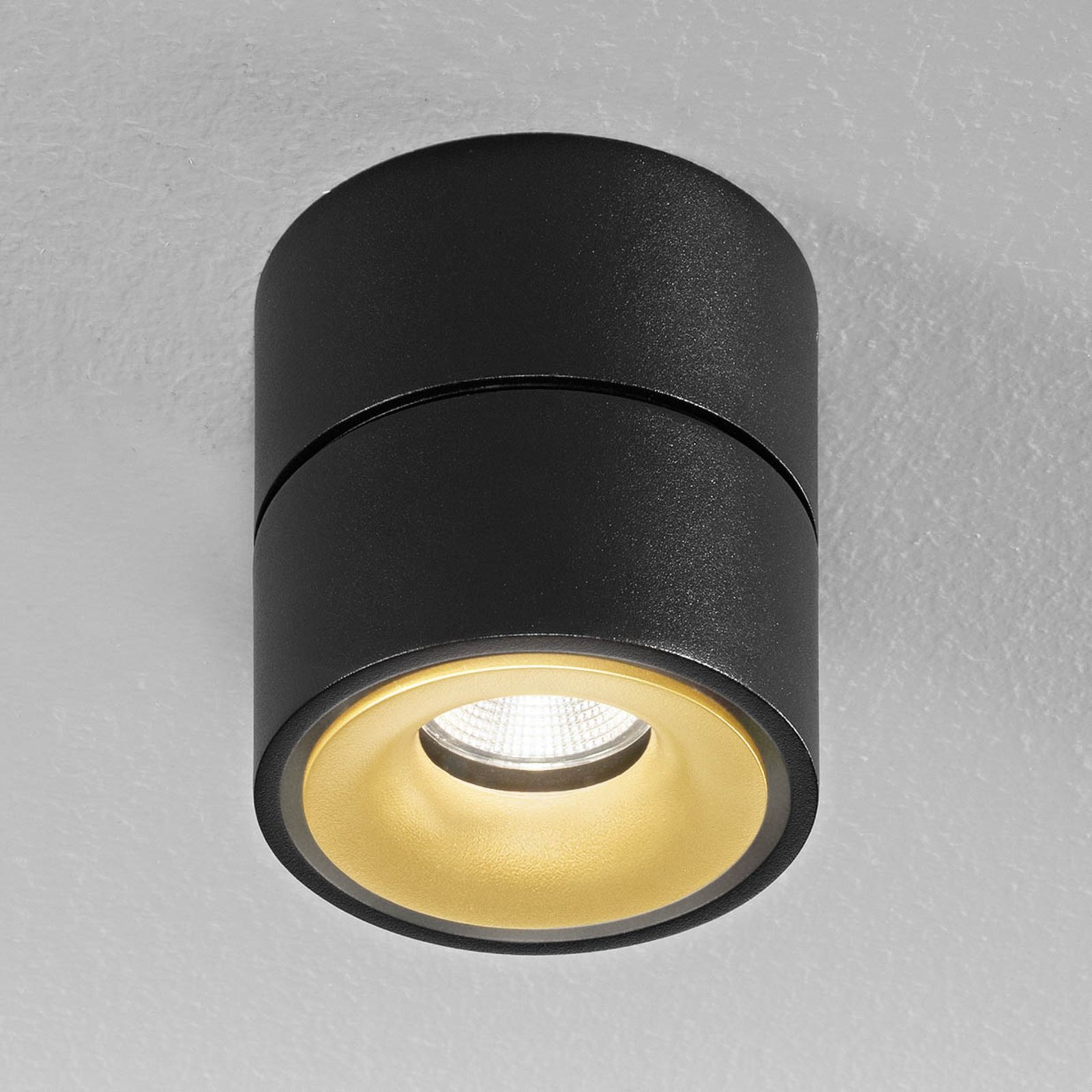 Egger Clippo S LED-takspotlight, svart-guld