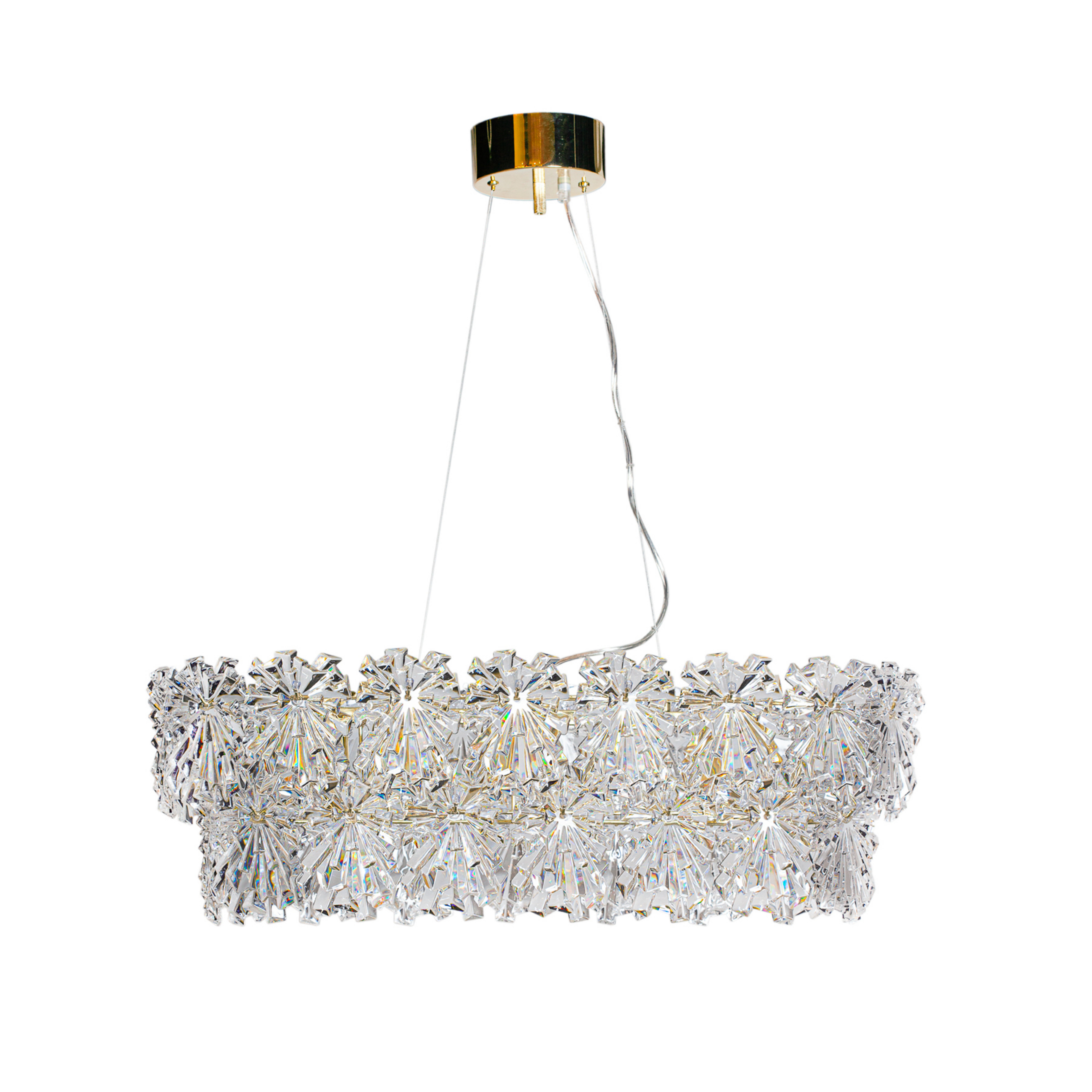 Lorraine hængelampe, messing/klar, metal/akryl, længde 75 cm, E14 – By Rydéns