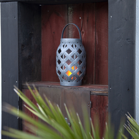 LED-Solarlaterne Wicker Flame, schwarz