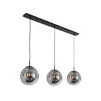 Bollique pendant light, 3-bulb, long, black, glass