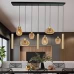 Reflexion pendant light, metal, glass, 9-bulb, brass