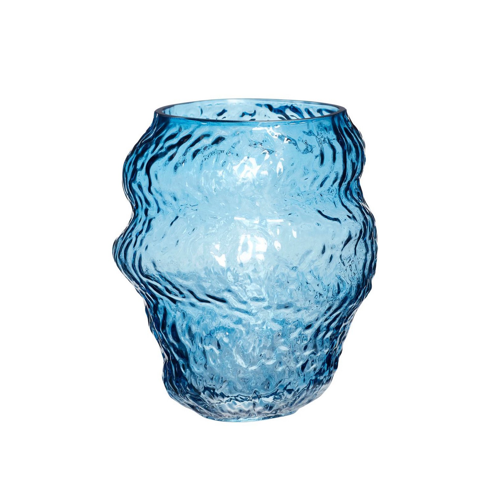 Hübsch Aurora vaas, glas, blauw, hoogte 18 cm