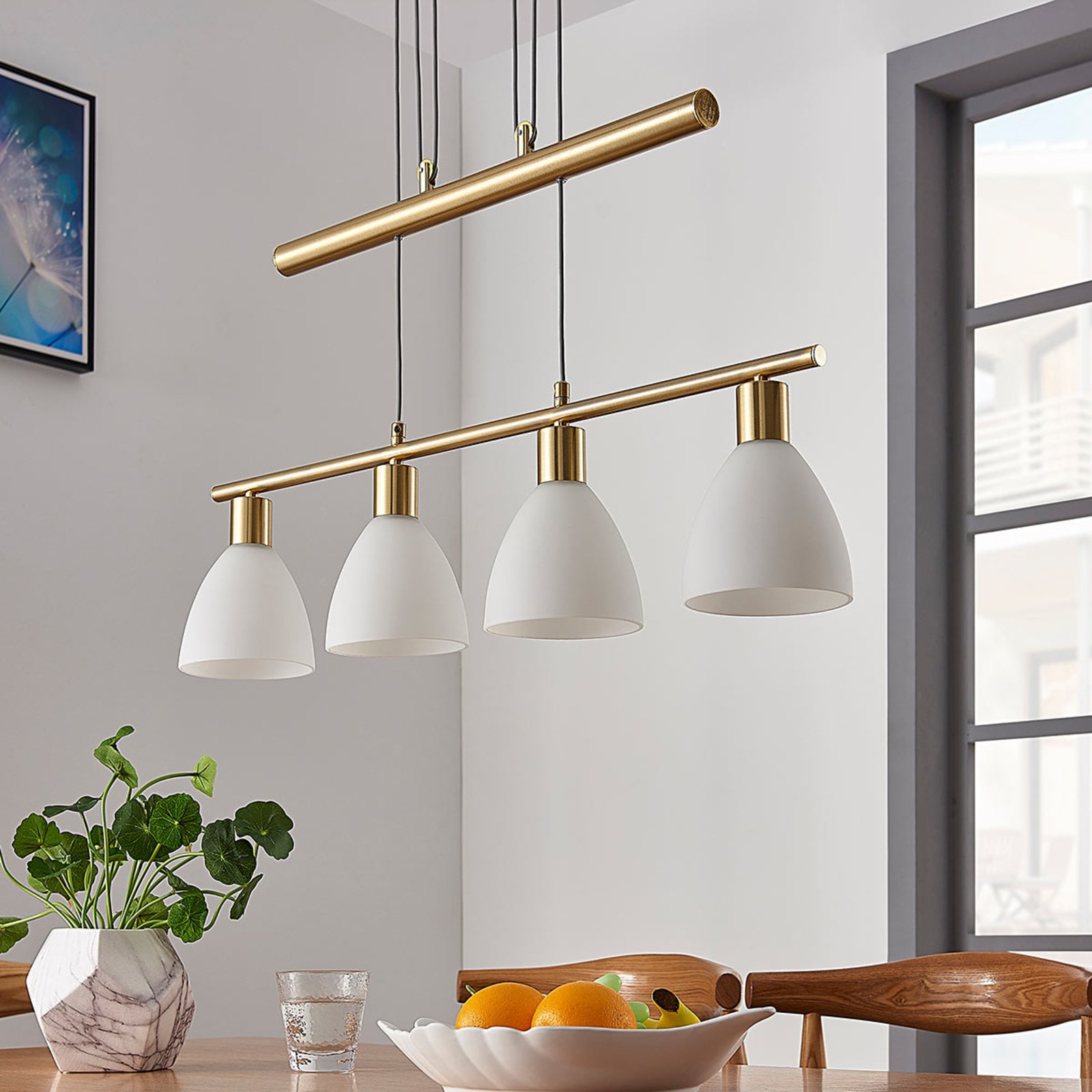 Simeon Hanglamp White/Brass - Lindby