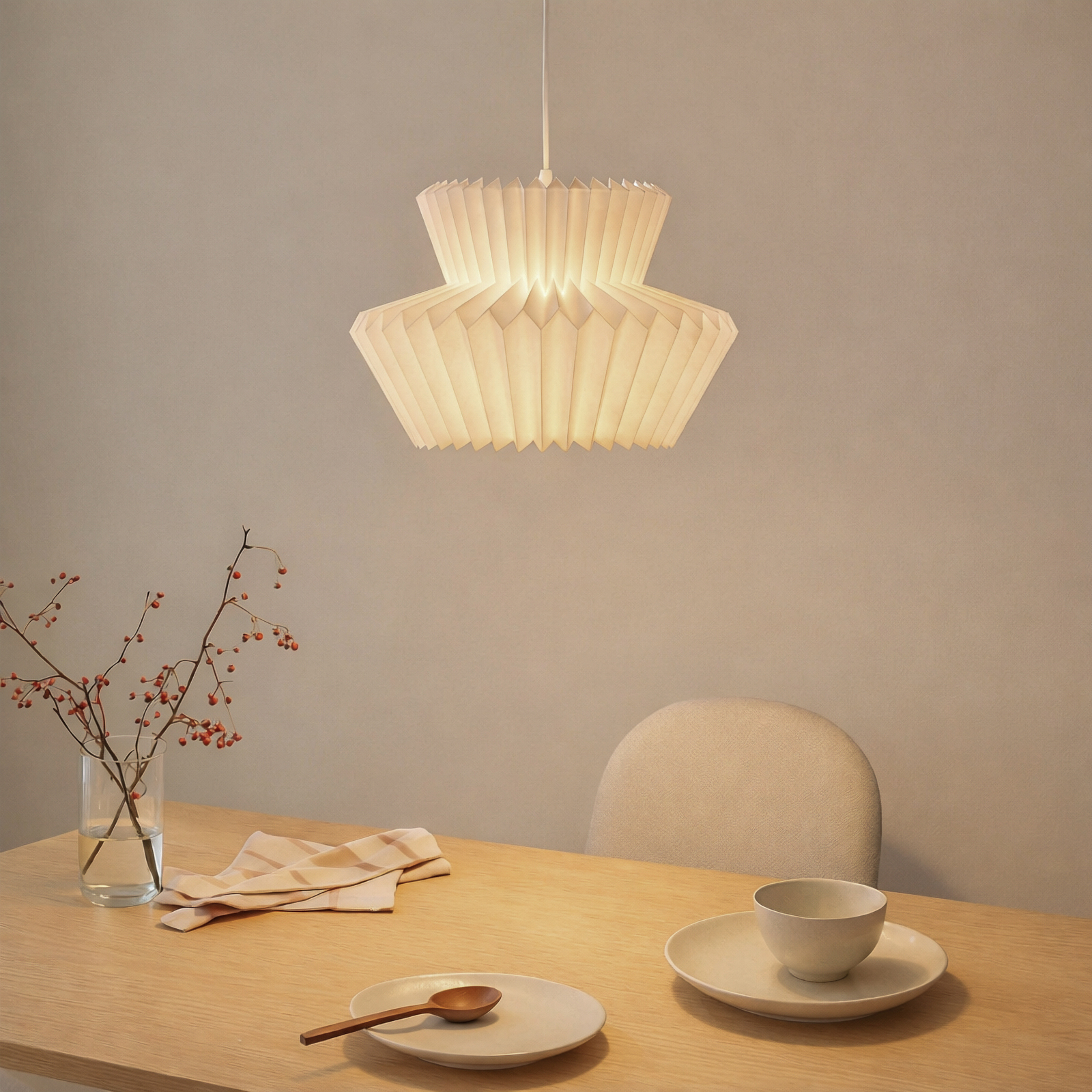 Lindby Magali pendant light, white, paper, Ø 45 cm, E27