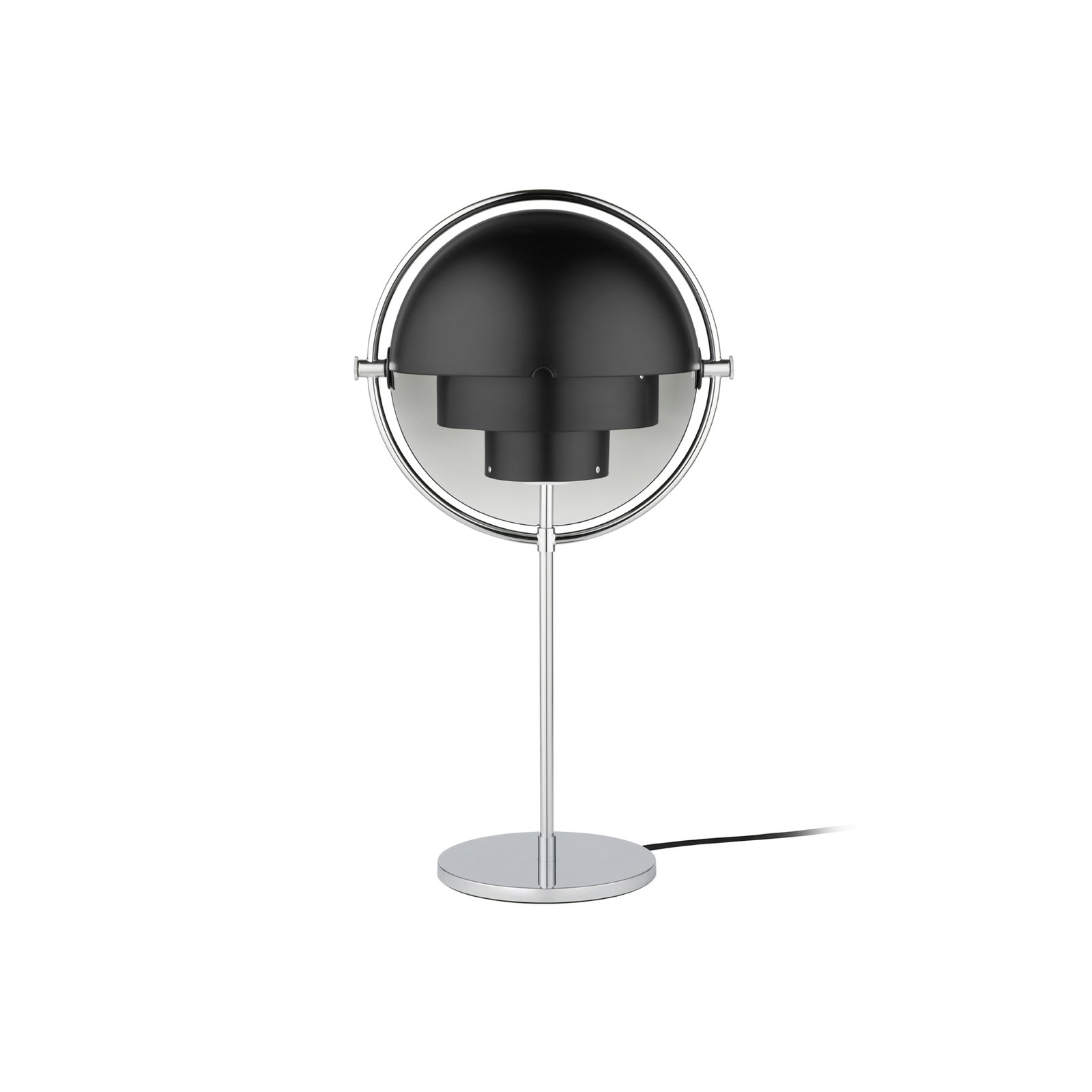 GUBI Multi-Lite bordlampe, høyde 50 cm, krom/sort