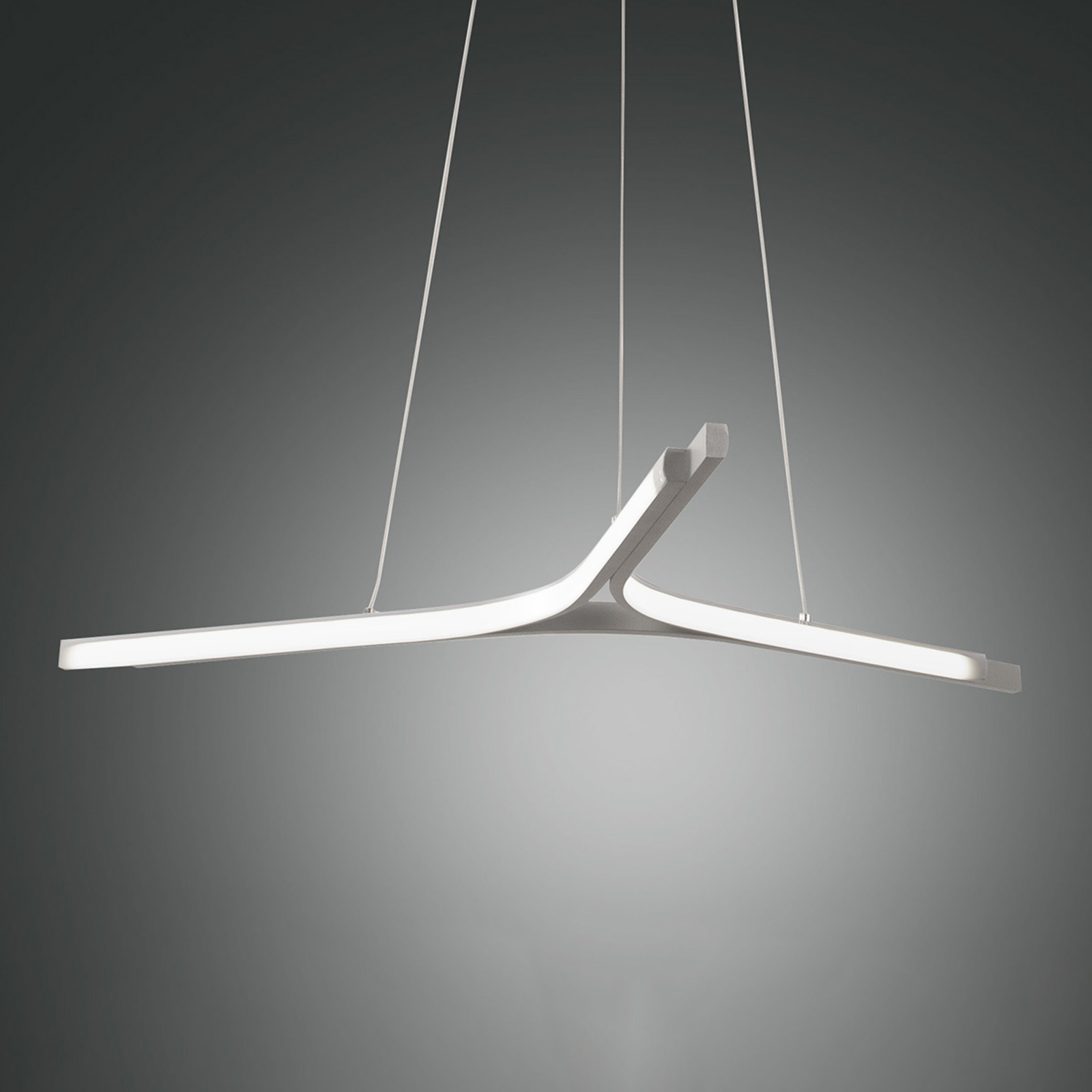 Fabas Luce Lira LED pendant light, dimmable, silver, for Living / Dining Room, aluminium, methacrylate, 44 W, energy efficiency: A