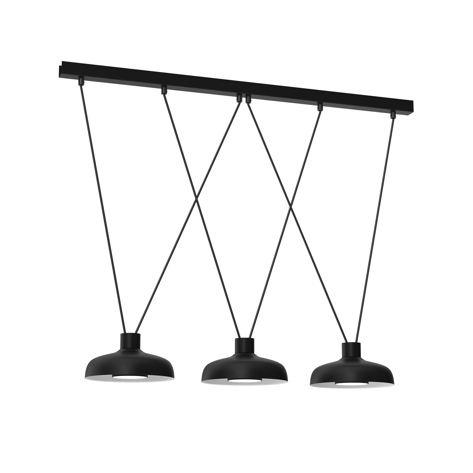 Suspension Linea, noire, à 3 lampes