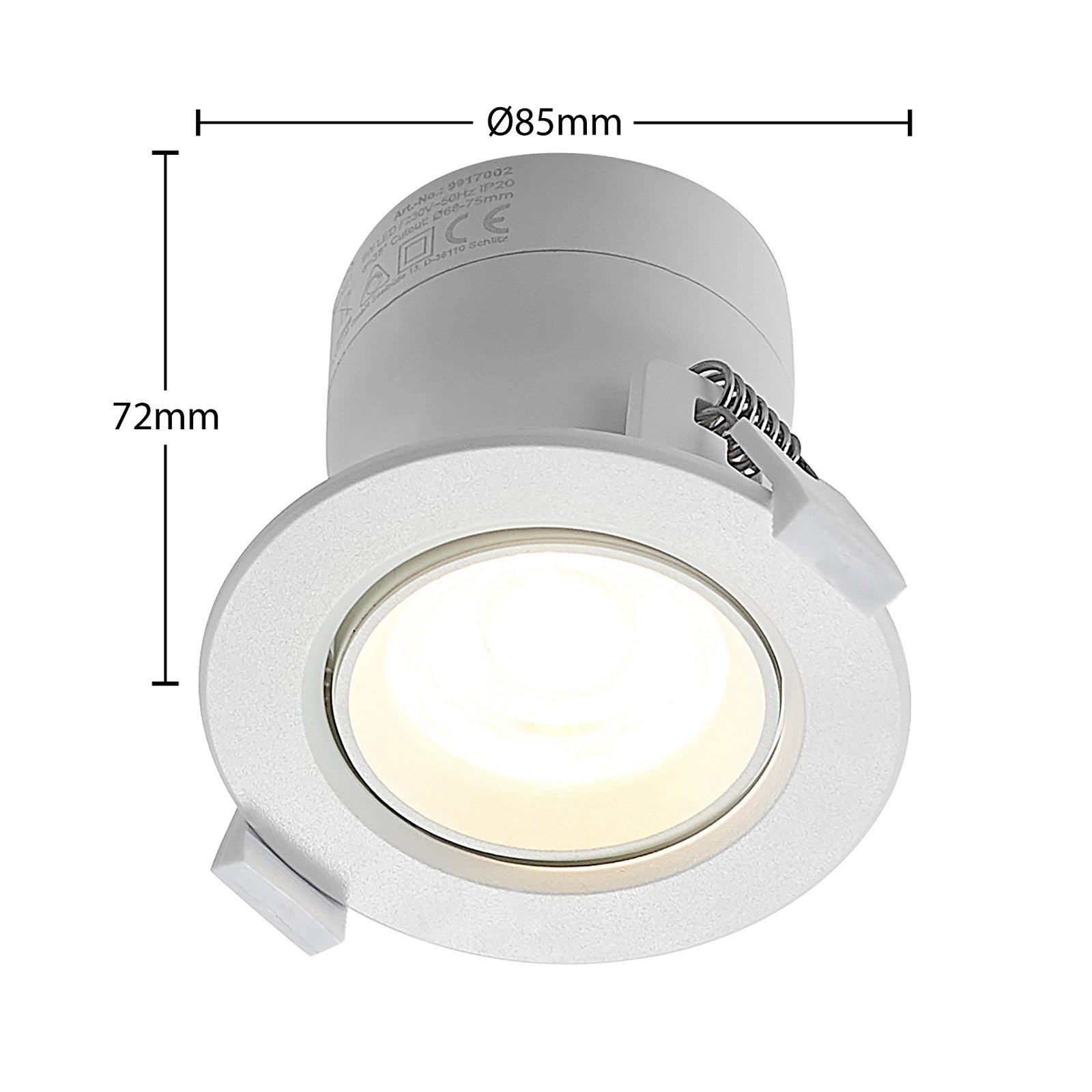 Prios Shima lámpara empotrada LED, blanco, 9 W