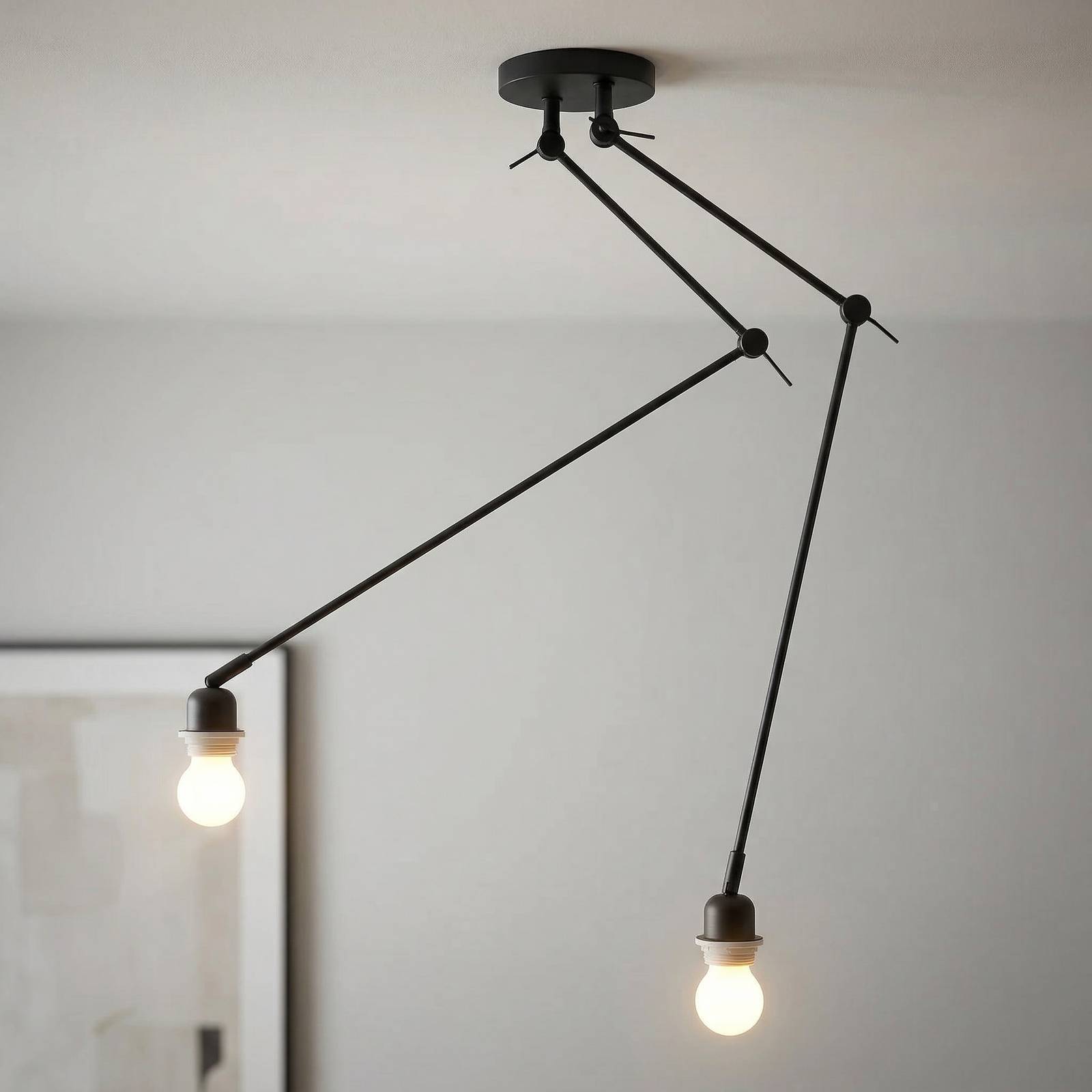 HighLight Rod plafonnier à deux lampes, noir