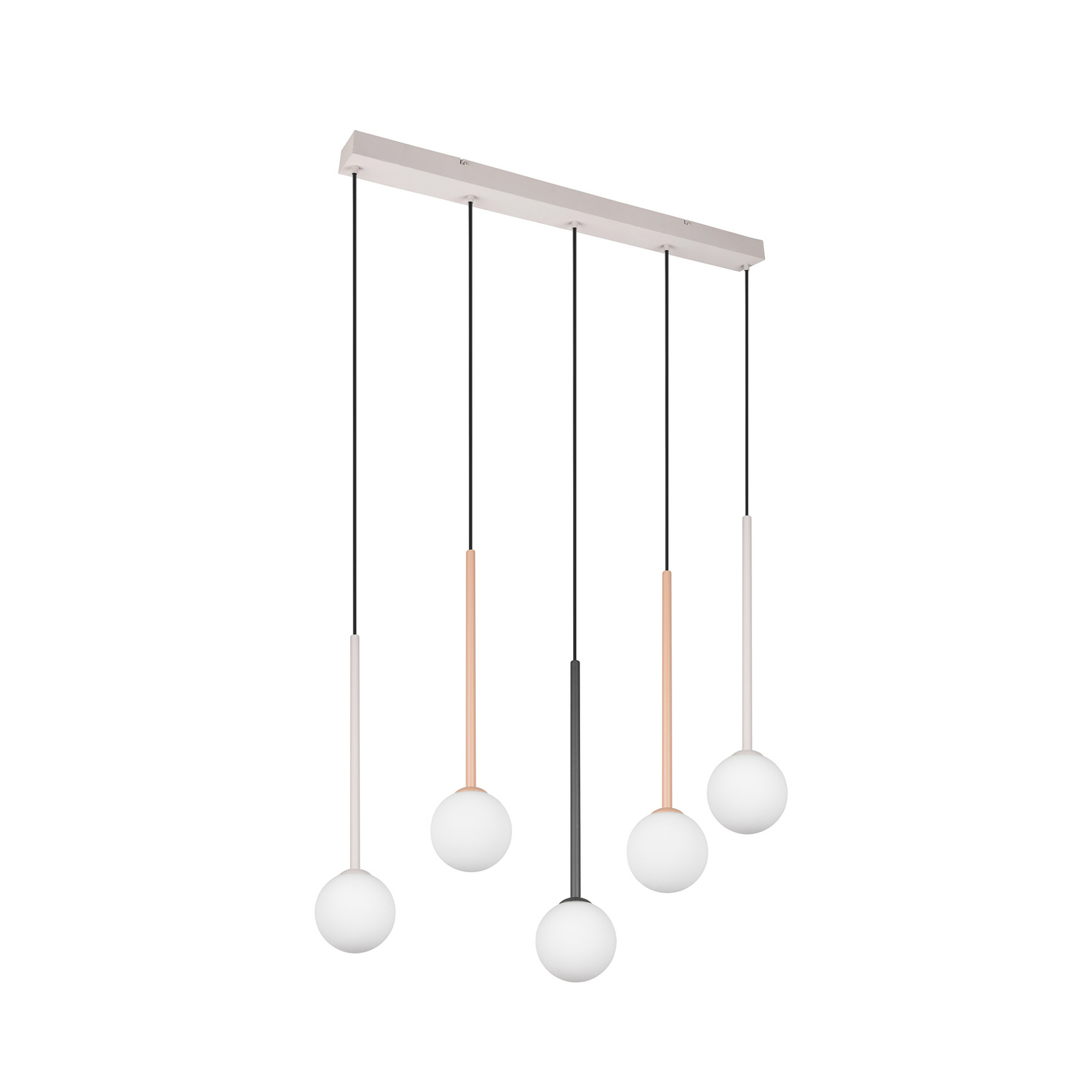 Piekaramā lampa „Firano“, krāsaina, garums 107 cm, metāla, ar 5 spuldzēm.