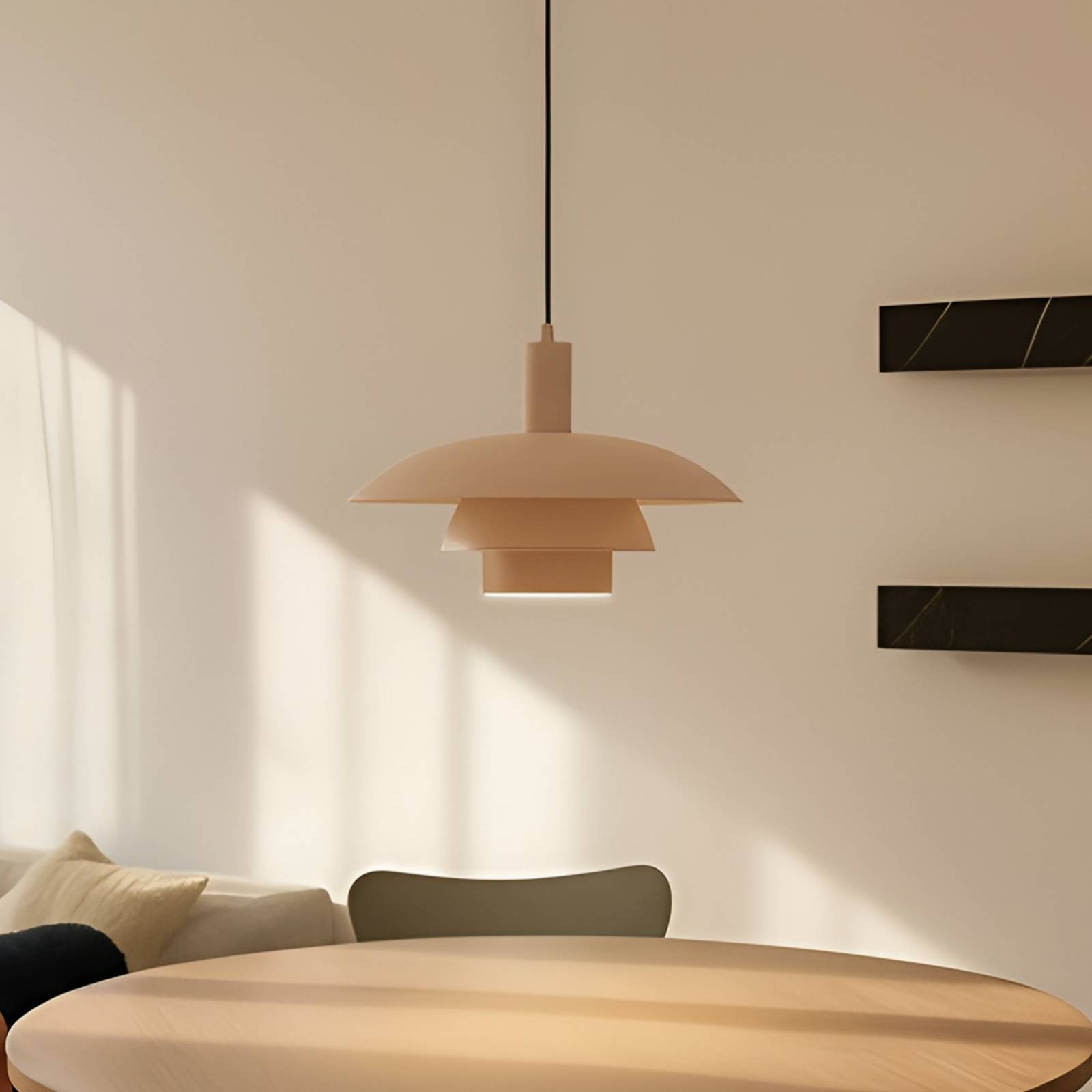 Lindby Hängeleuchte Elorri, beige, Ø 38 cm, Metall günstig online kaufen