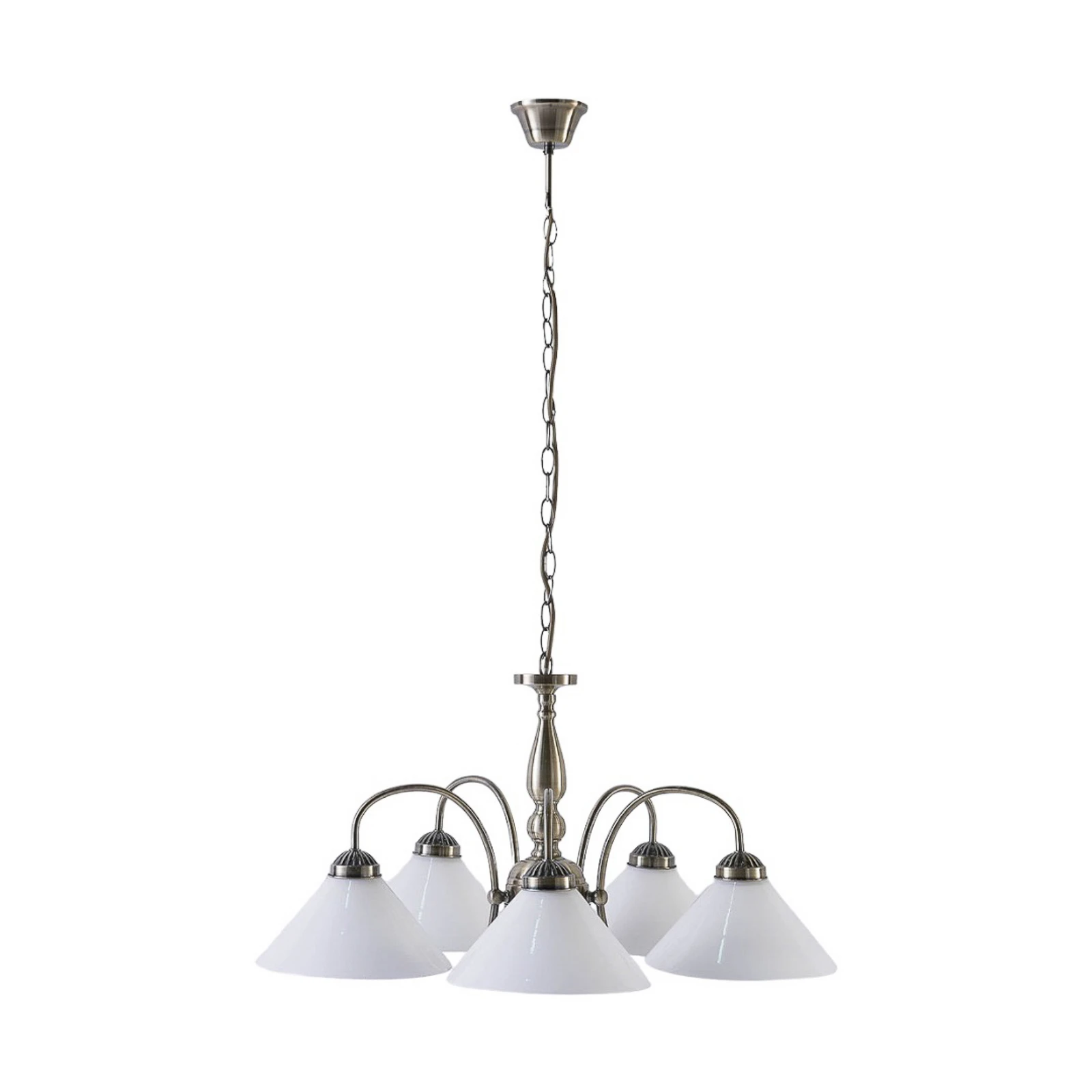 Lindby Pendelleuchte Otis, Ø 68 cm, 5-flg., weiß, Glas, E27