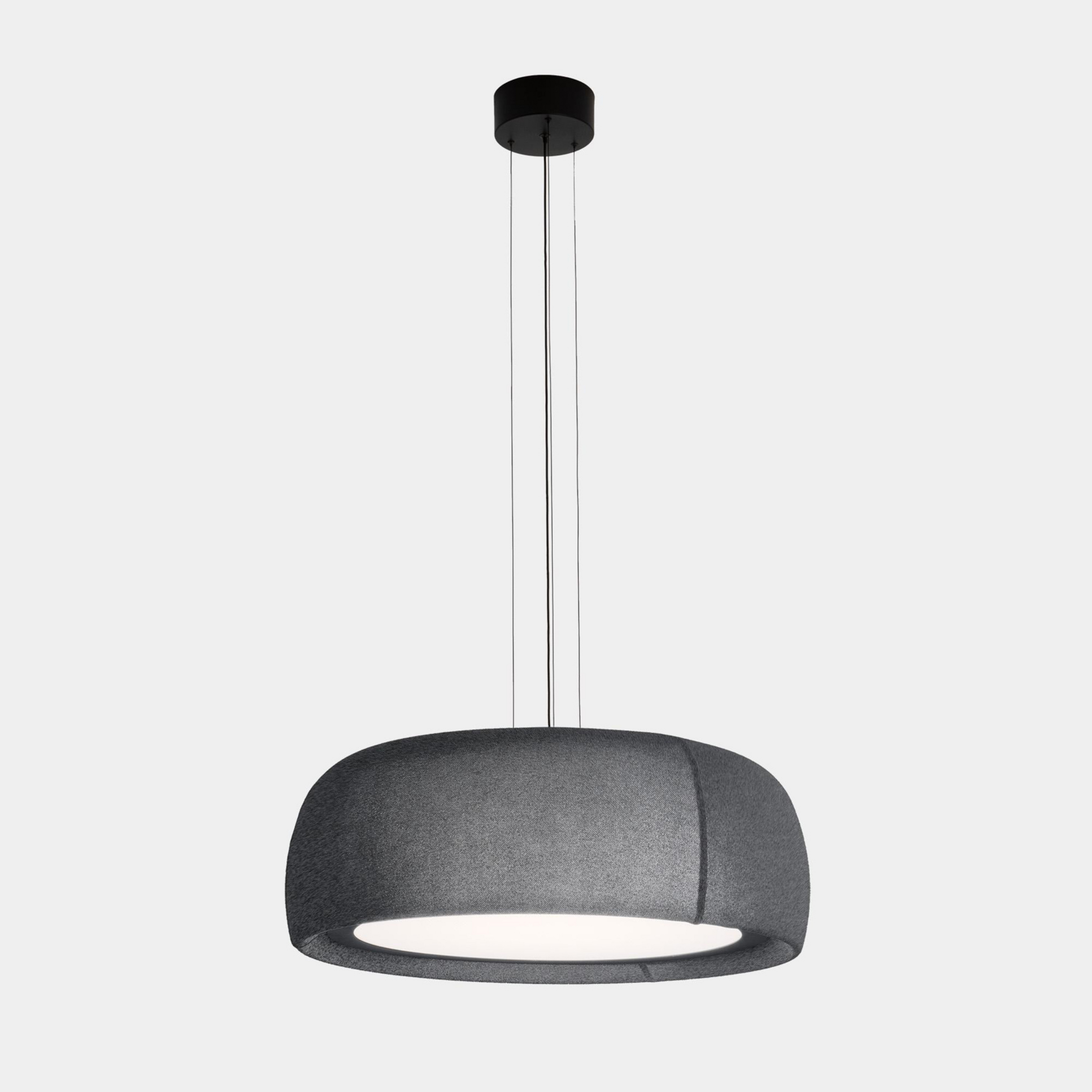 LEDS-C4 LED-Hängelampe Gong, grau, 4.000 K, Ø 61,2 cm, Stoff