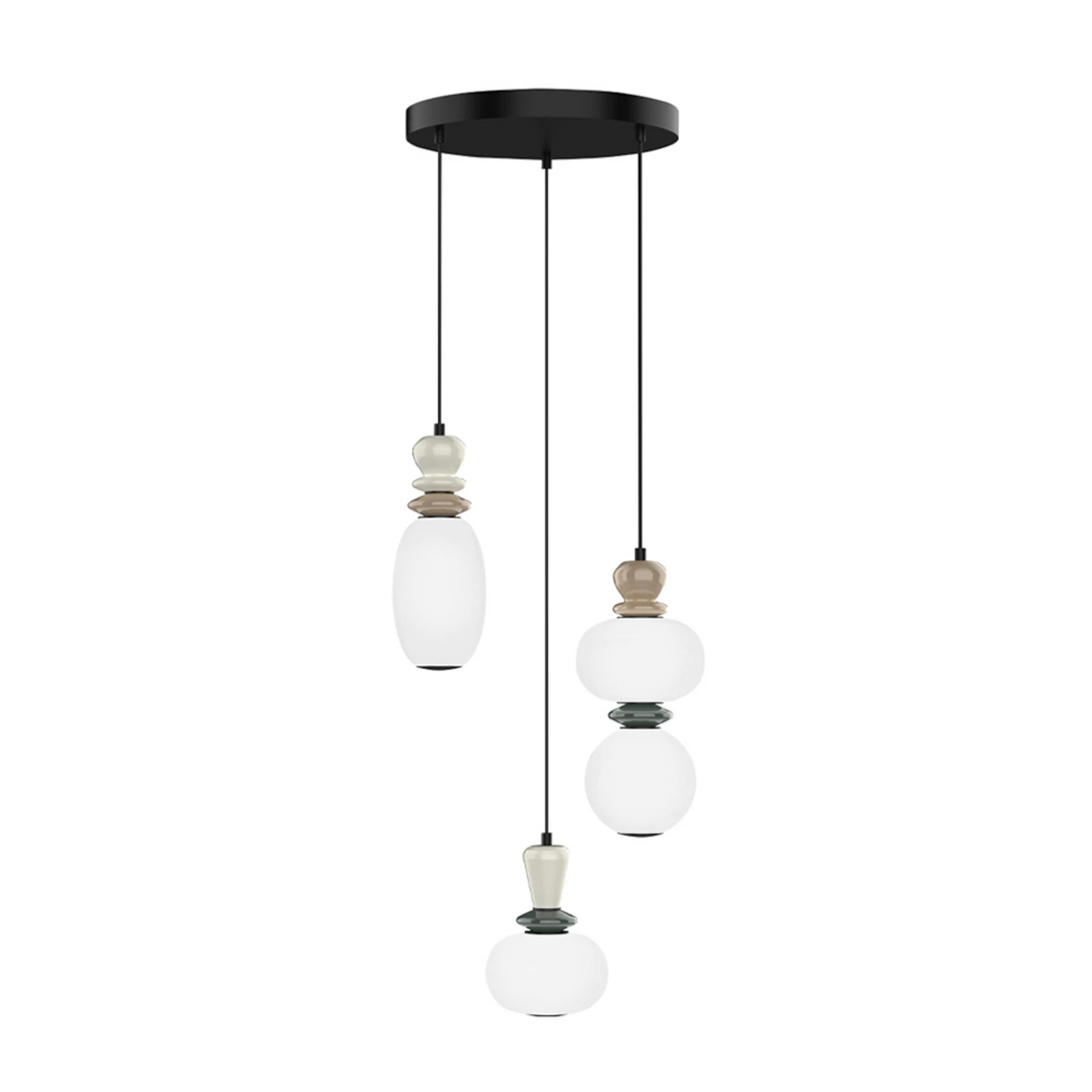 Κρεμαστό φωτιστικό LED Gemma, Ø 38 cm, πολύχρωμο, γυαλί/κεραμικό, 3 φώτα.