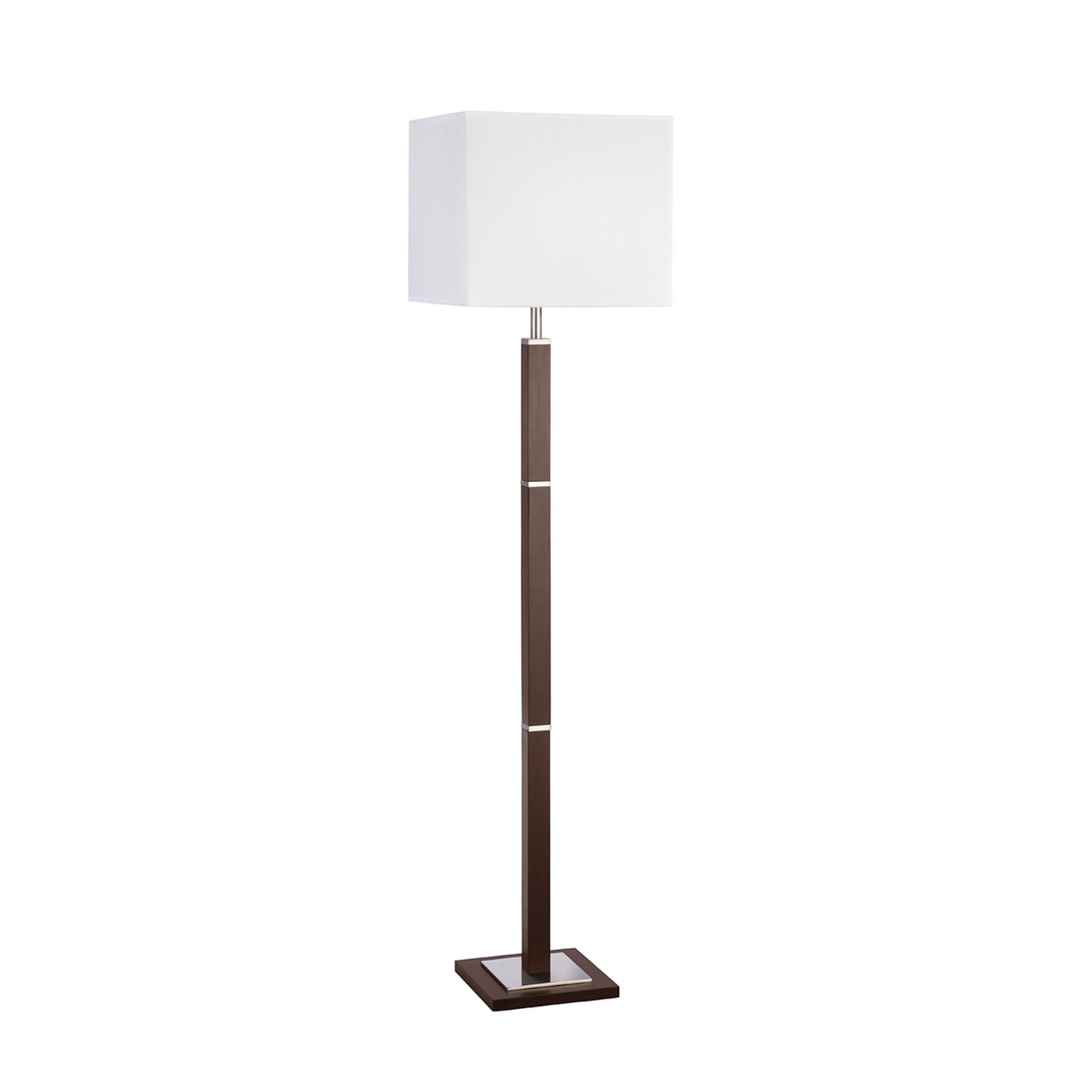 Golvlampa Waverley, brun/vit, trä, 147 cm hög, E27