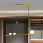 LED hanglamp Mila, goudkleurig, lengte 120 cm, 3-lamps.
