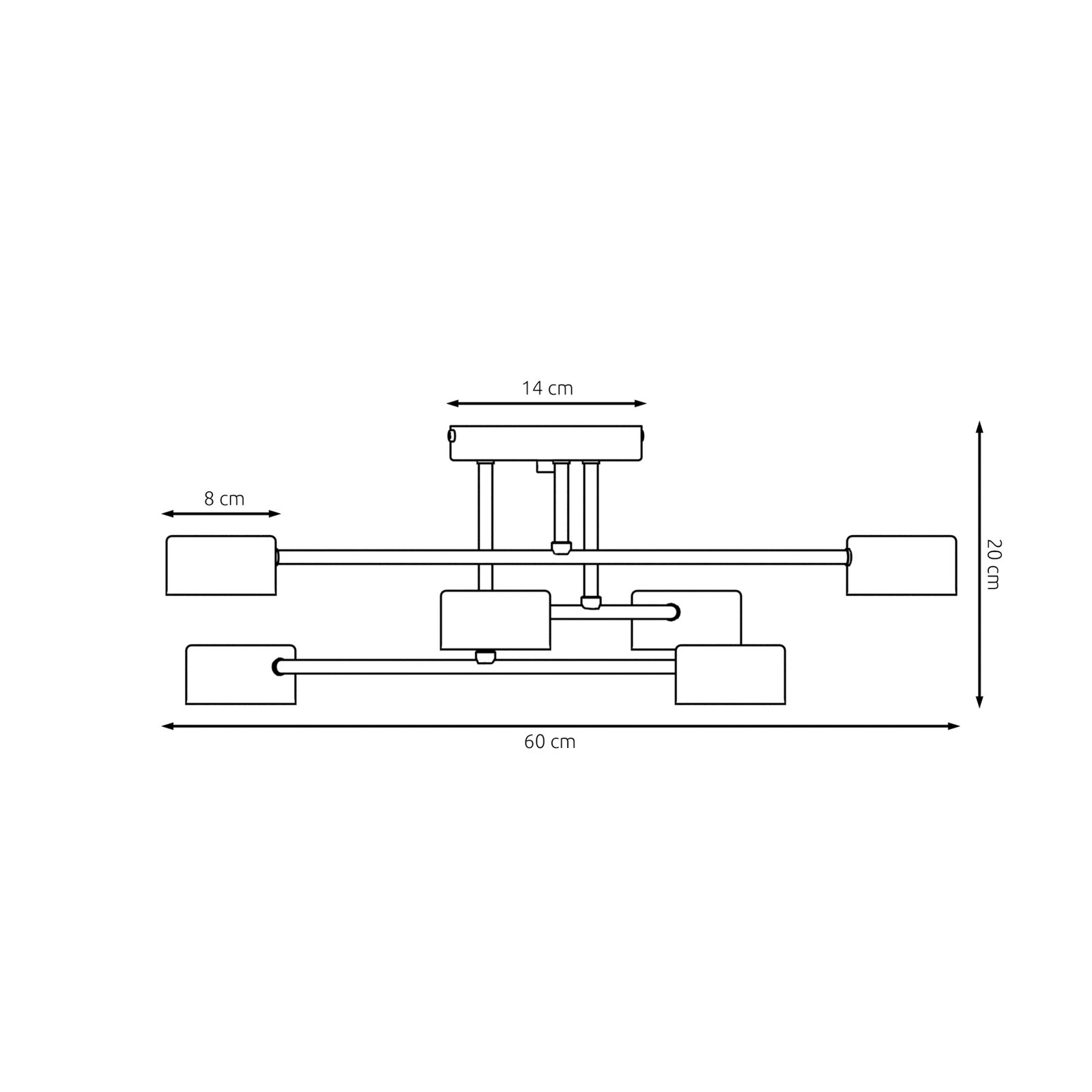 Plafonnier Modus 6, acier, à 6 lampes, GX53, blanc