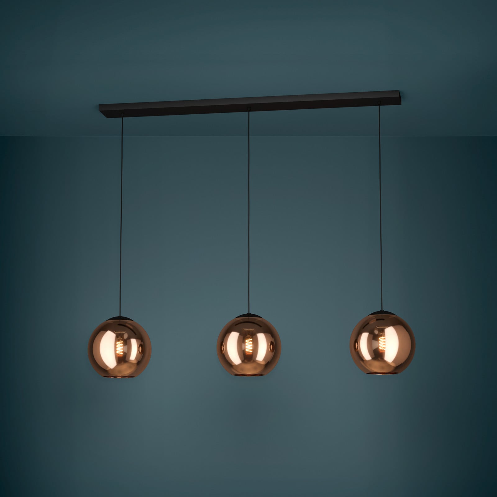 Cordoba hængelampe med 3 lyskilder i lang kobber Stars of Light - Spisestue - Moderne - Glas - Med flere lyskilder billede