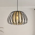 Lampă suspendată Encinitos, negru/alamă, Ø 37,5 cm