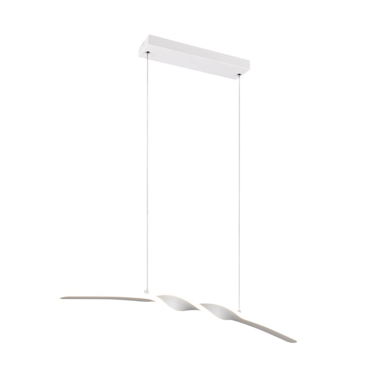 LED-Pendelleuchte Ginko, weiß matt, Metall, Länge 79 cm