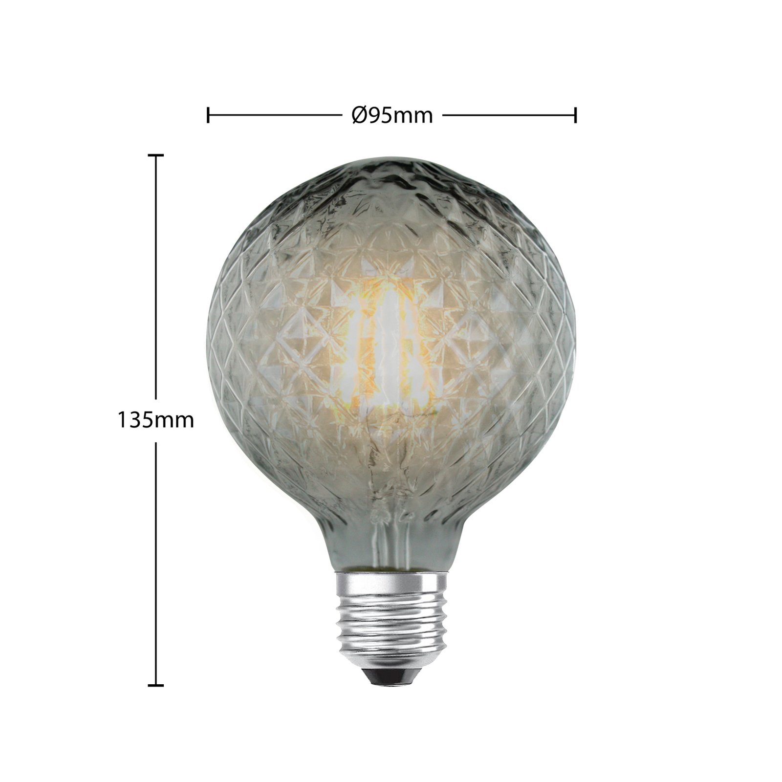 Lichtbron LED 4W Smoke Facet G95 Dimbaar E27 - Lucande