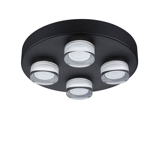 Kame 4 vägglampa/taklampa IP44 svart - Paulmann