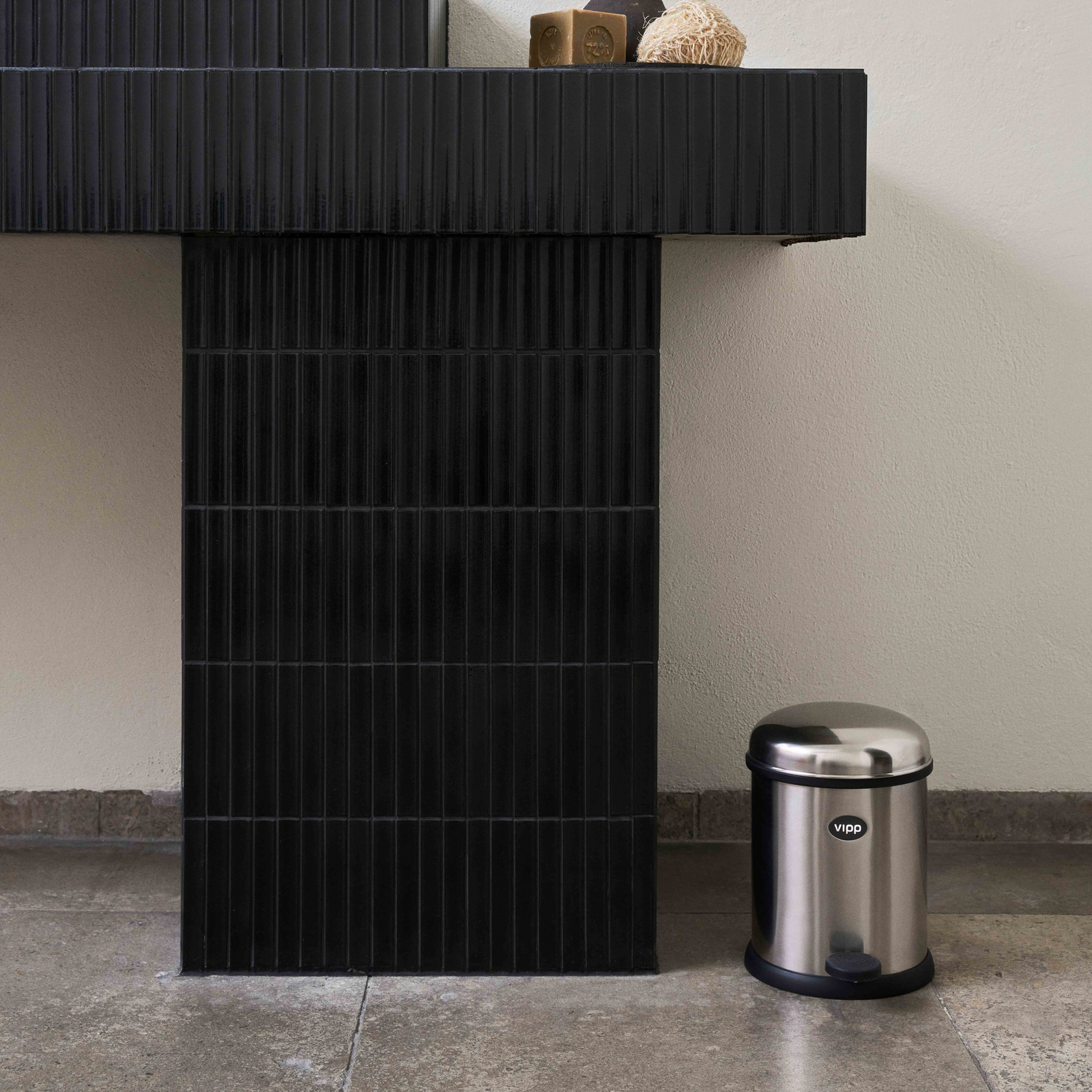 Vipp12 fodbetjent skraldespand, rustfrit stål-look, 3 l – Vipp