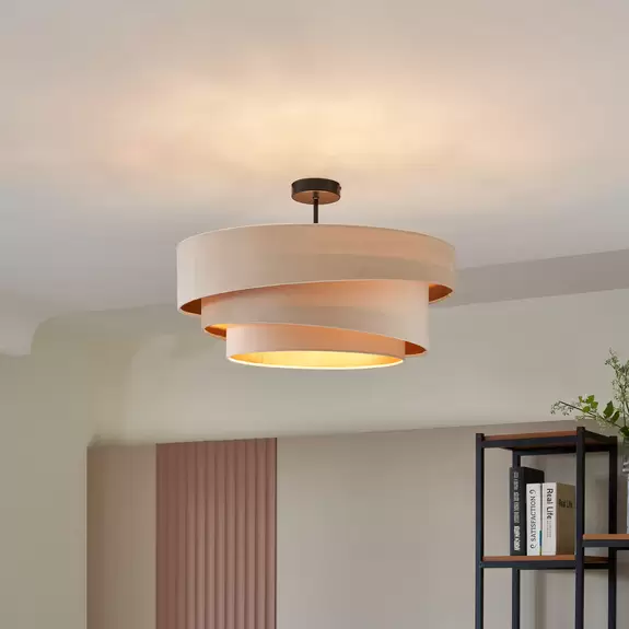 Lampenwelt Lindby Jusari Deckenlampe aus Textil, weiß