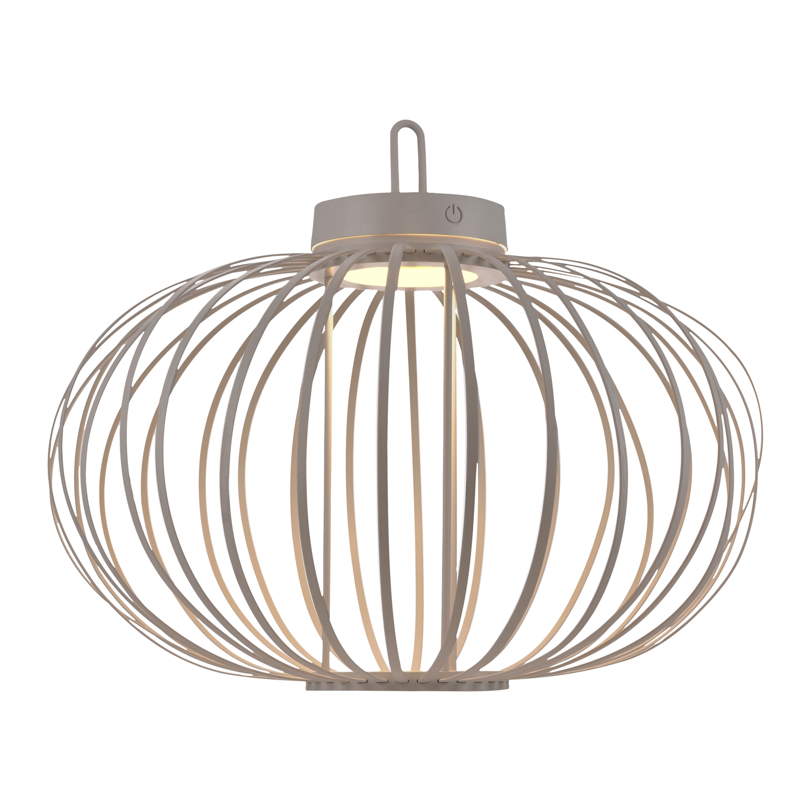 JUST LIGHT. LED-Akku-Tischlampe Akuba grau-beige 37cm Bambus