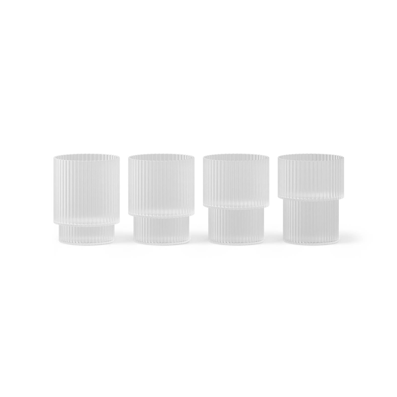 ferm LIVING Glas Ripple Small, weiß, 60 ml, Glas, 4er-Set günstig online kaufen