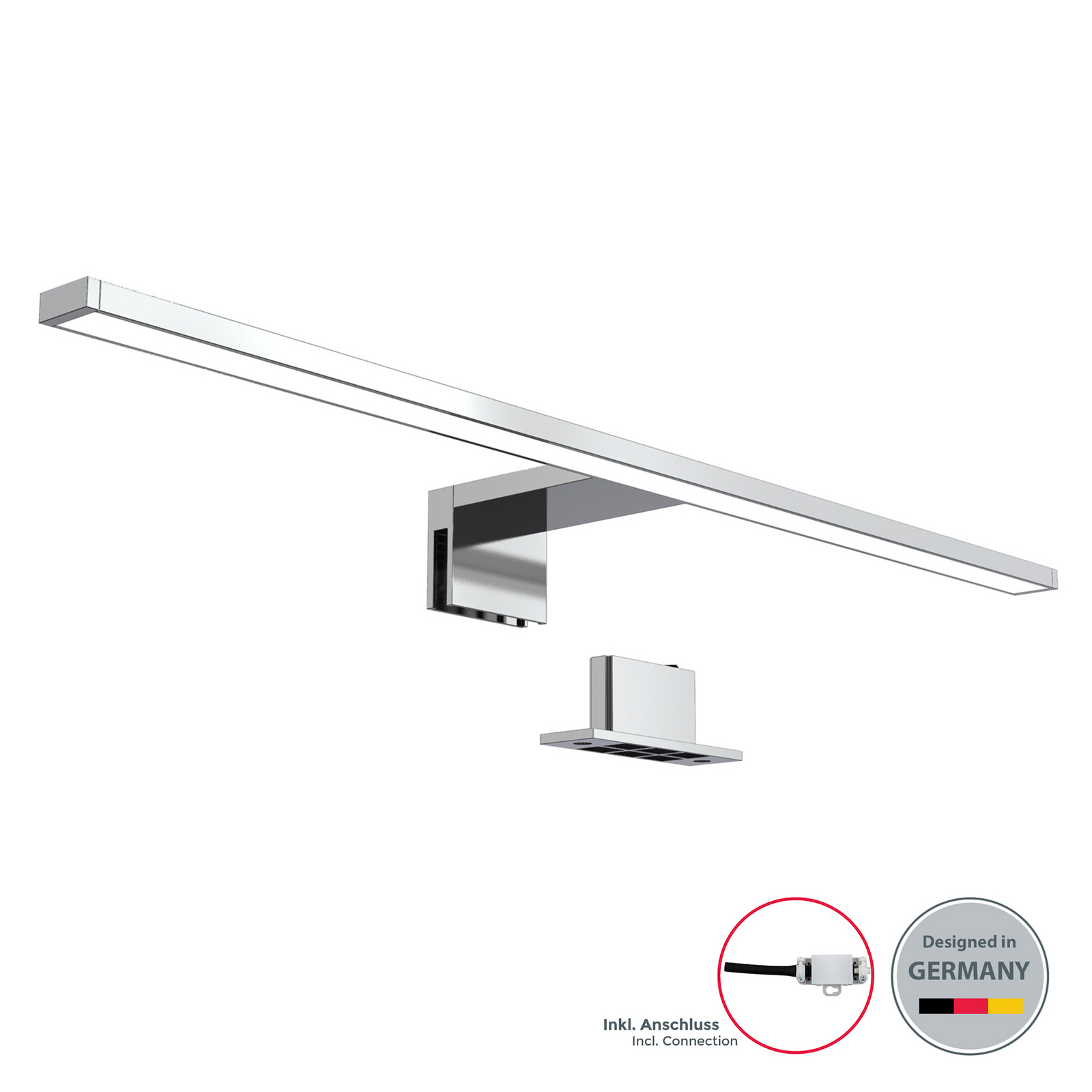 LED-ogledalo Mira, širina 60 cm, krom, kovina, 4.000 K LED-ogledalo Mira, širina 60 cm, krom, kovina, 4.000 K