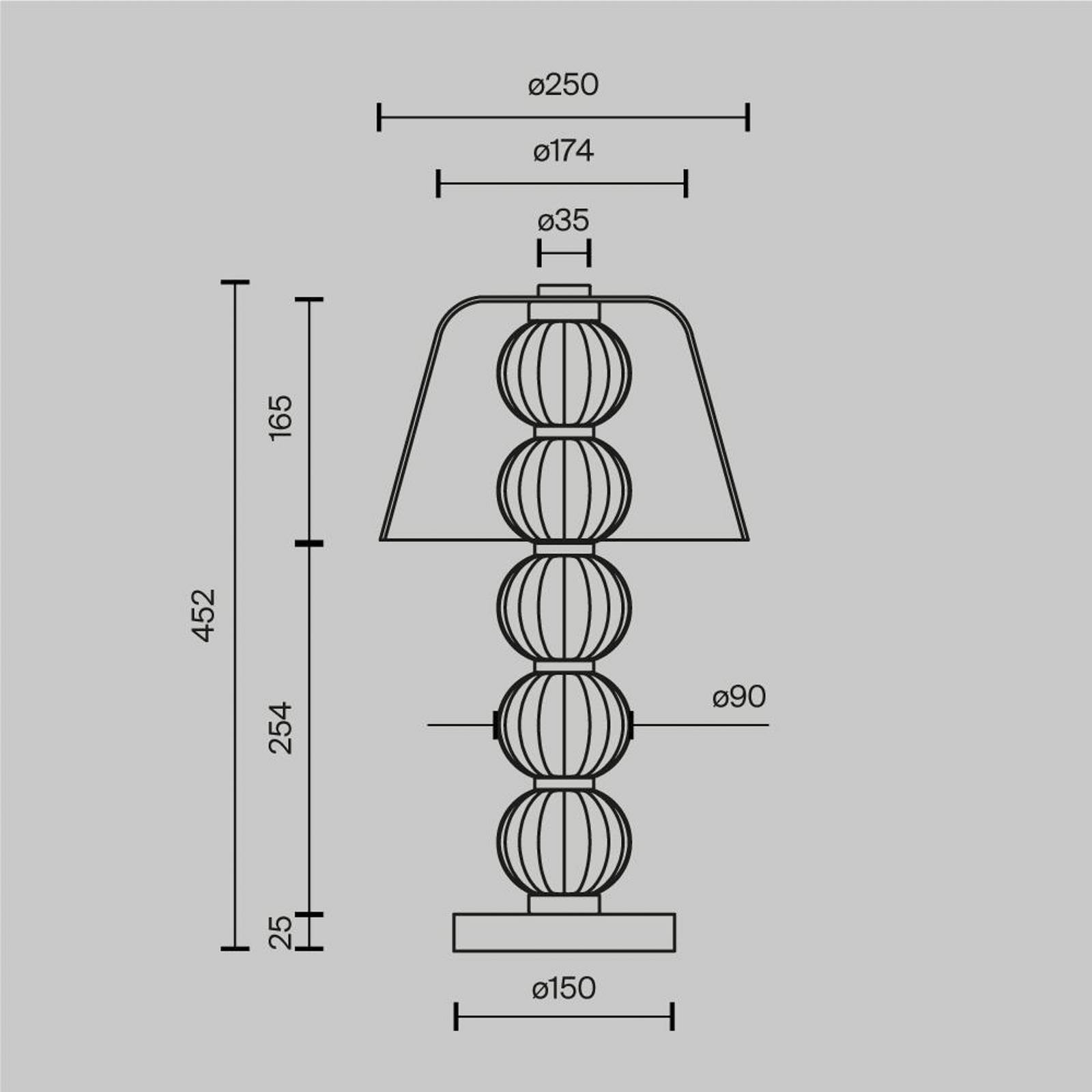 Maytoni lampe de table LED AMULET, hauteur 45 cm, couleur or, métal/verre