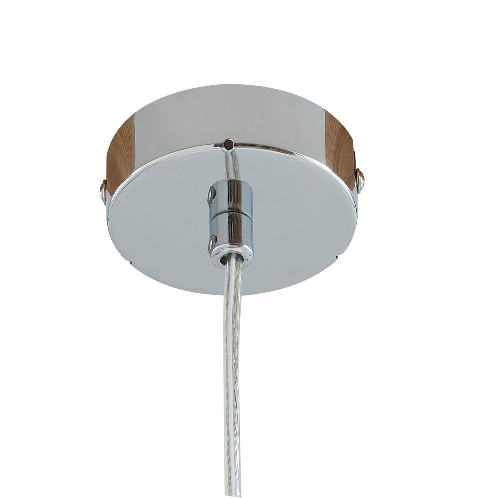 Lucande hanging light Bidolo, chrome-coloured, glass, Ø 15 cm, IP44