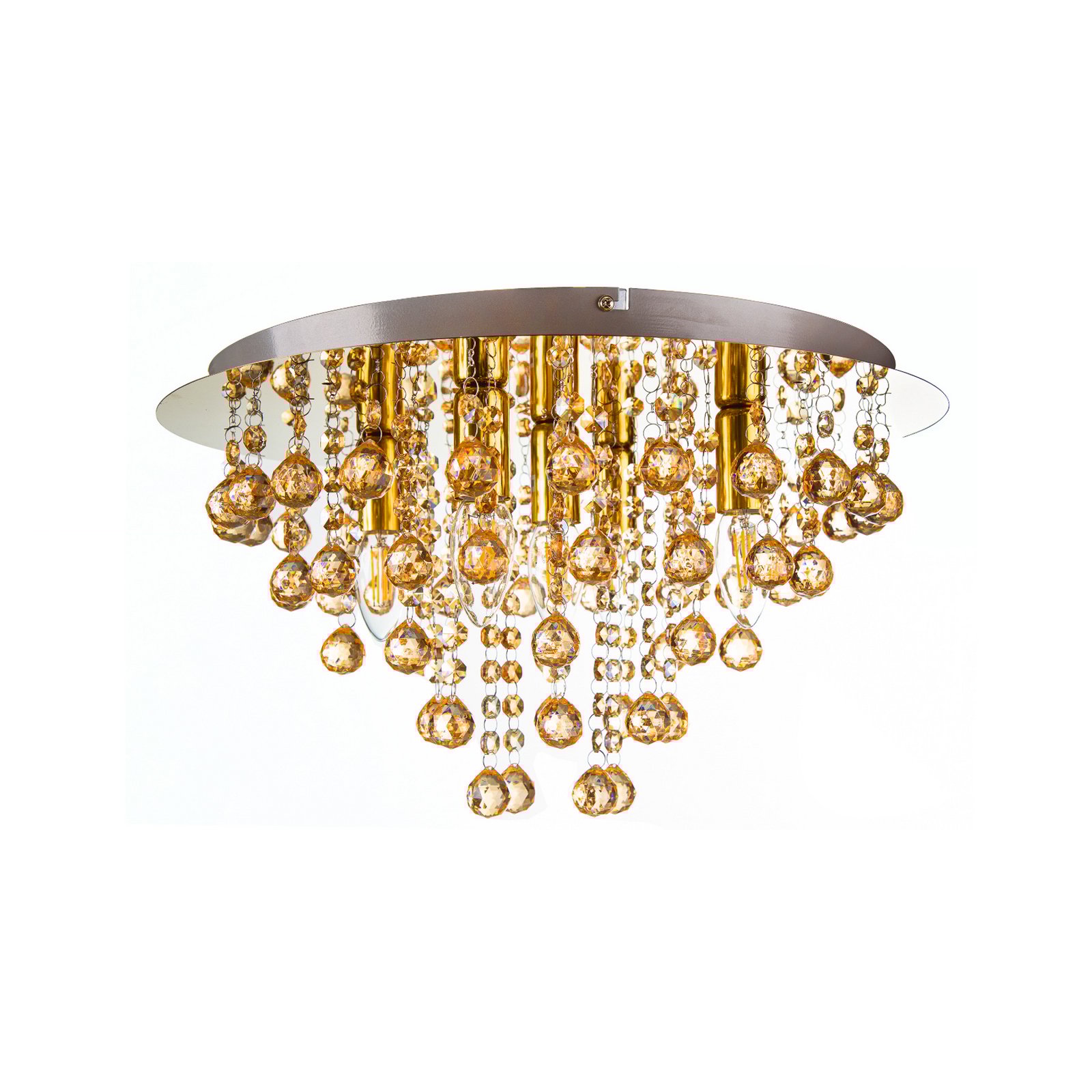 Griestu lampa London, Ø 46 cm, 5 spīdes, zelta krāsā, akrila stikls Griestu lampa London, Ø 46 cm, 5 spīdes, zelta krāsā, akrila stikls