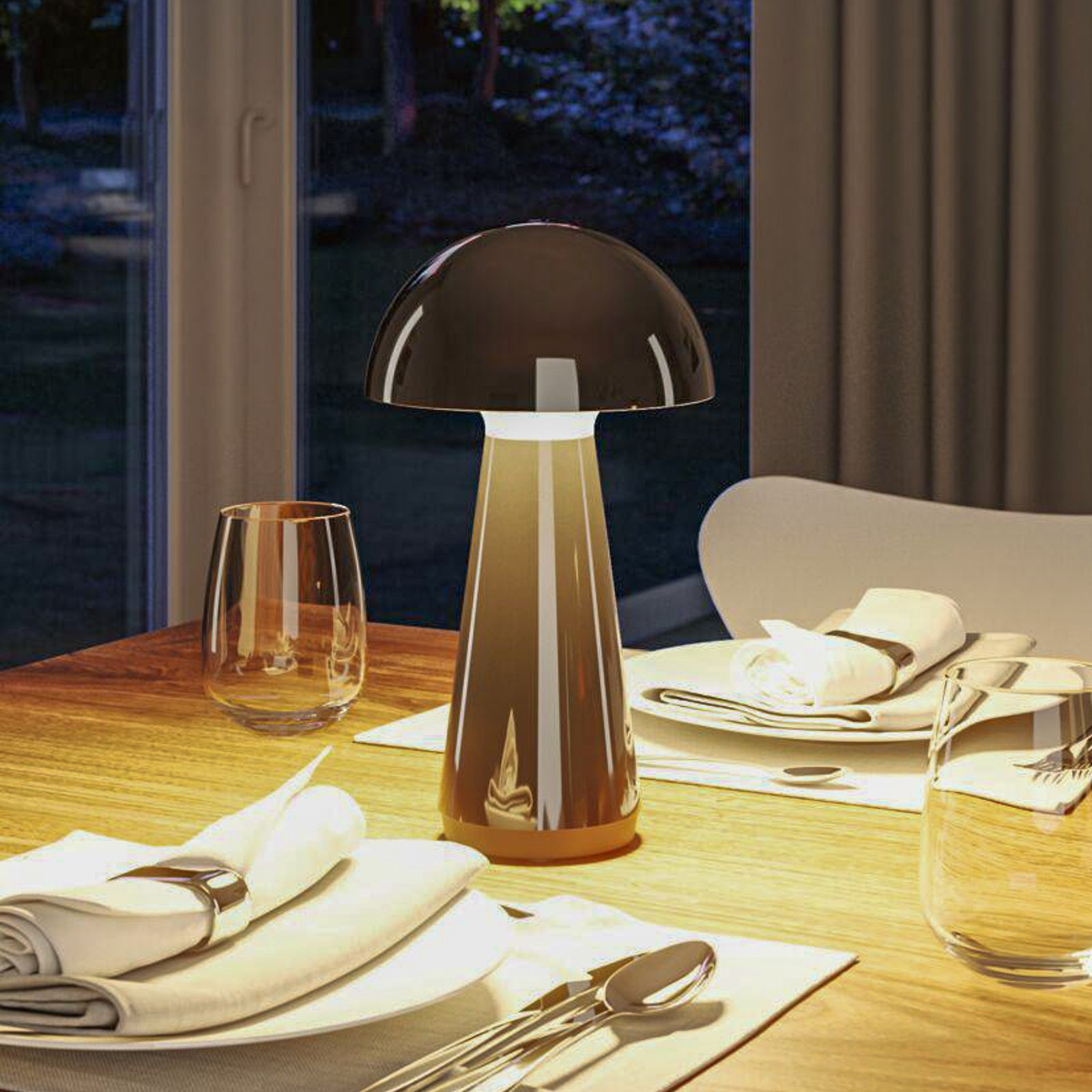 Paulmann lámpara de mesa LED recargable Onzo, negra, plástico, IP44