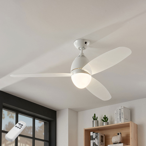 Deckenventilator Piara, beleuchtet, weiß glänzend