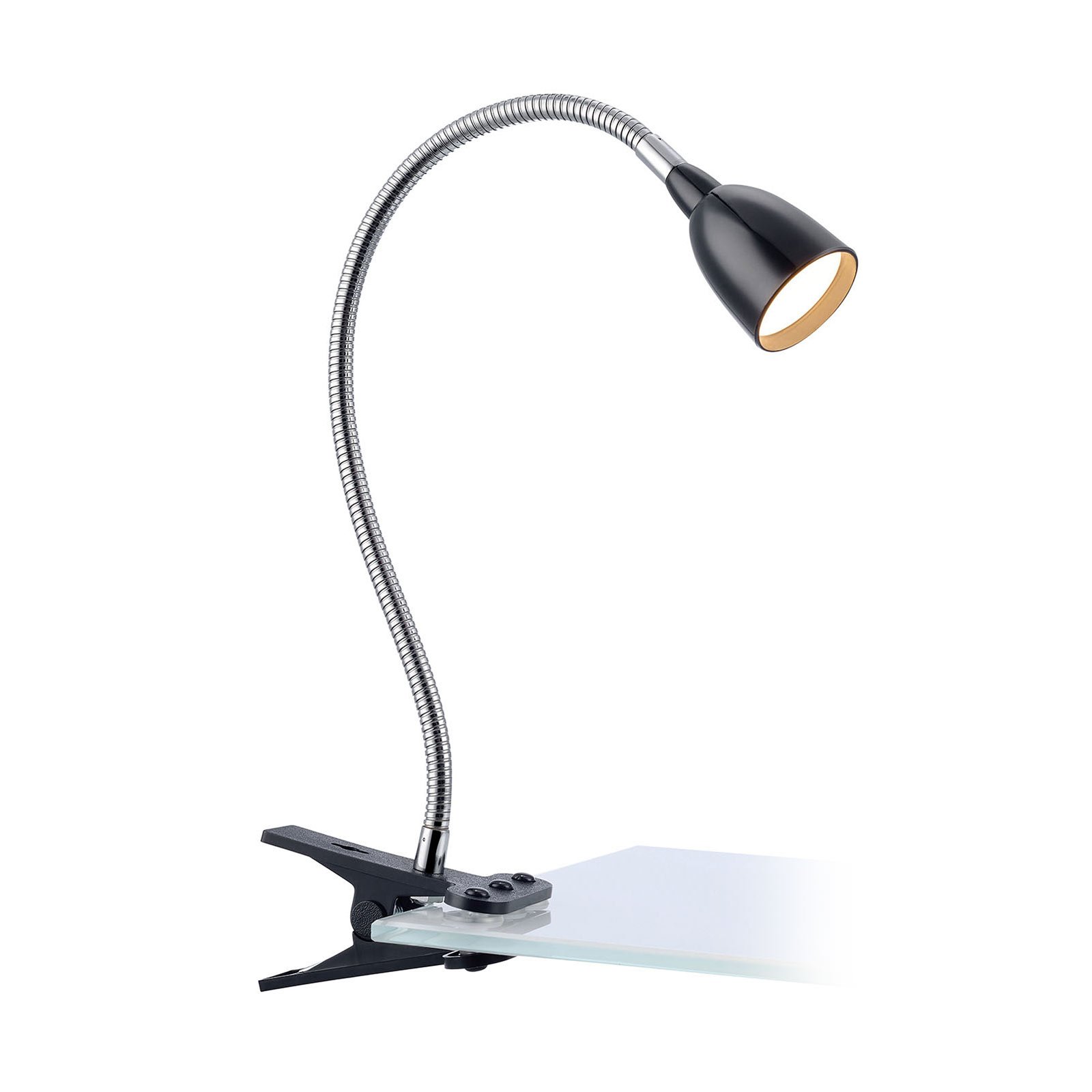 Lampa z klipsem LED Tulip, czarna