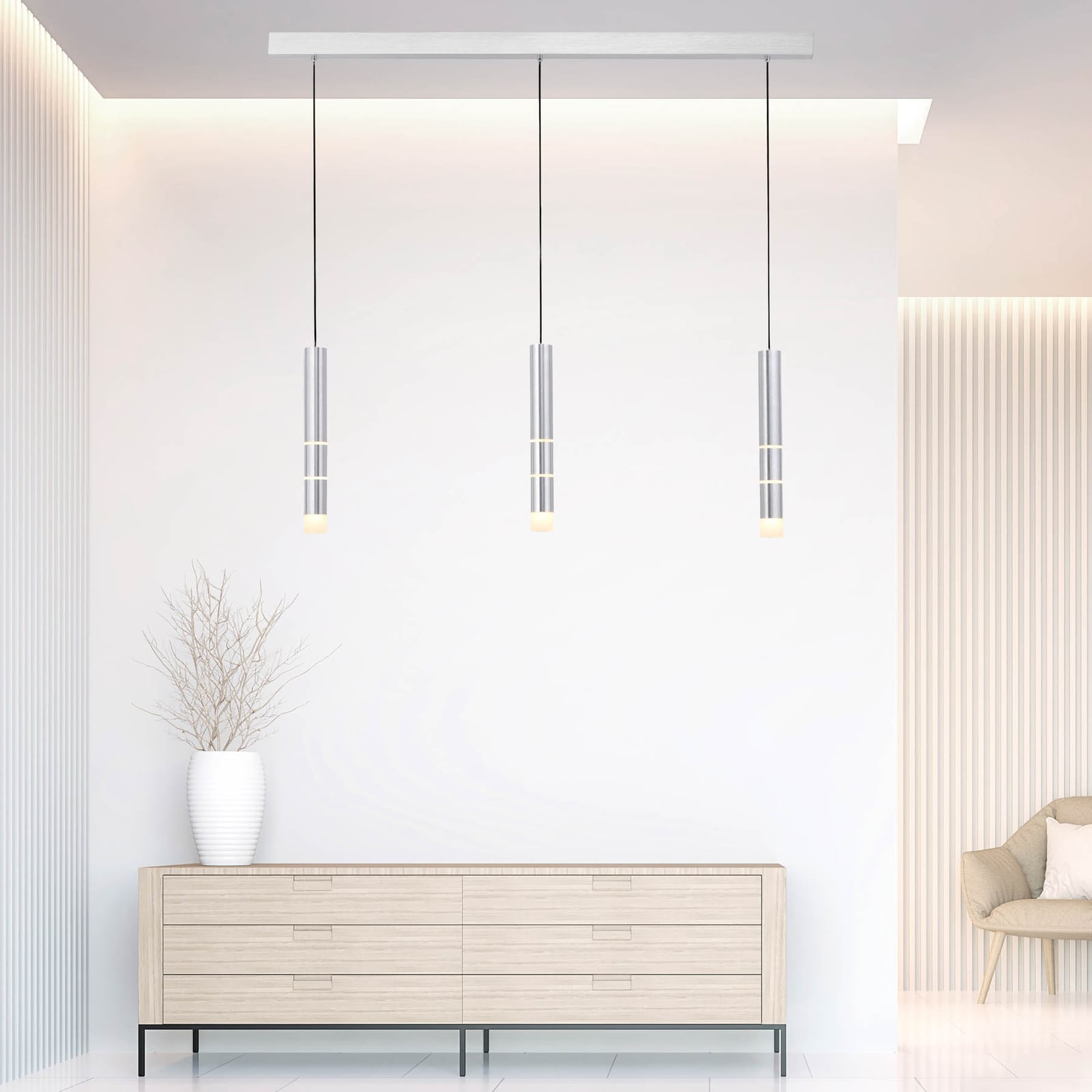 Vega LED-Hängeleuchte, drei Zylinder, alu - PURE Vega LED-Hängeleuchte, drei Zylinder, alu - PURE